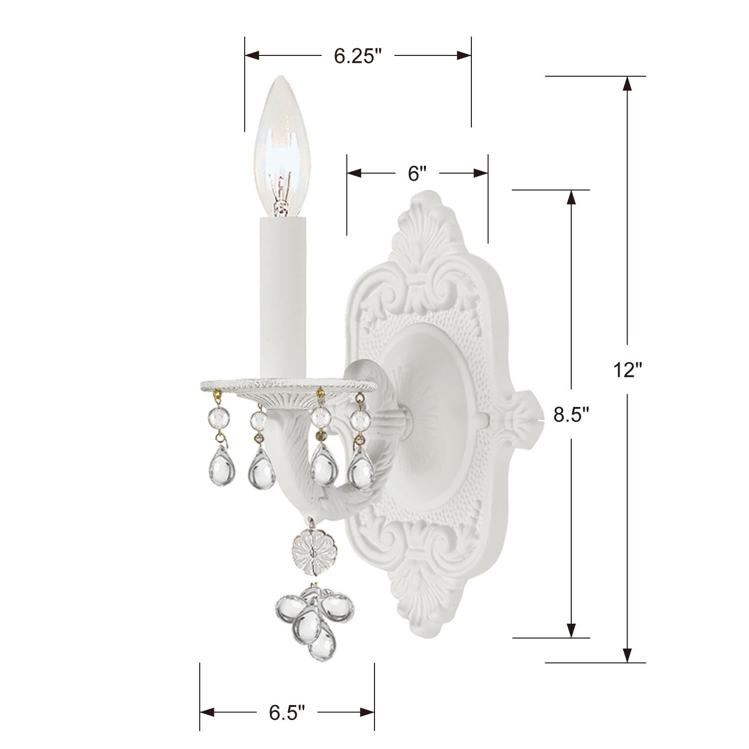 Shown in Wet White finish and Murano crystal