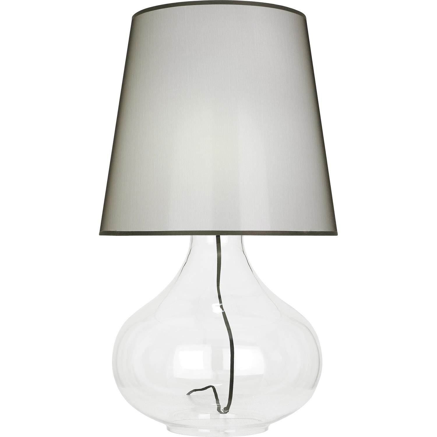 Shown in Clear Lucite finish and Black Organza Fabric shade