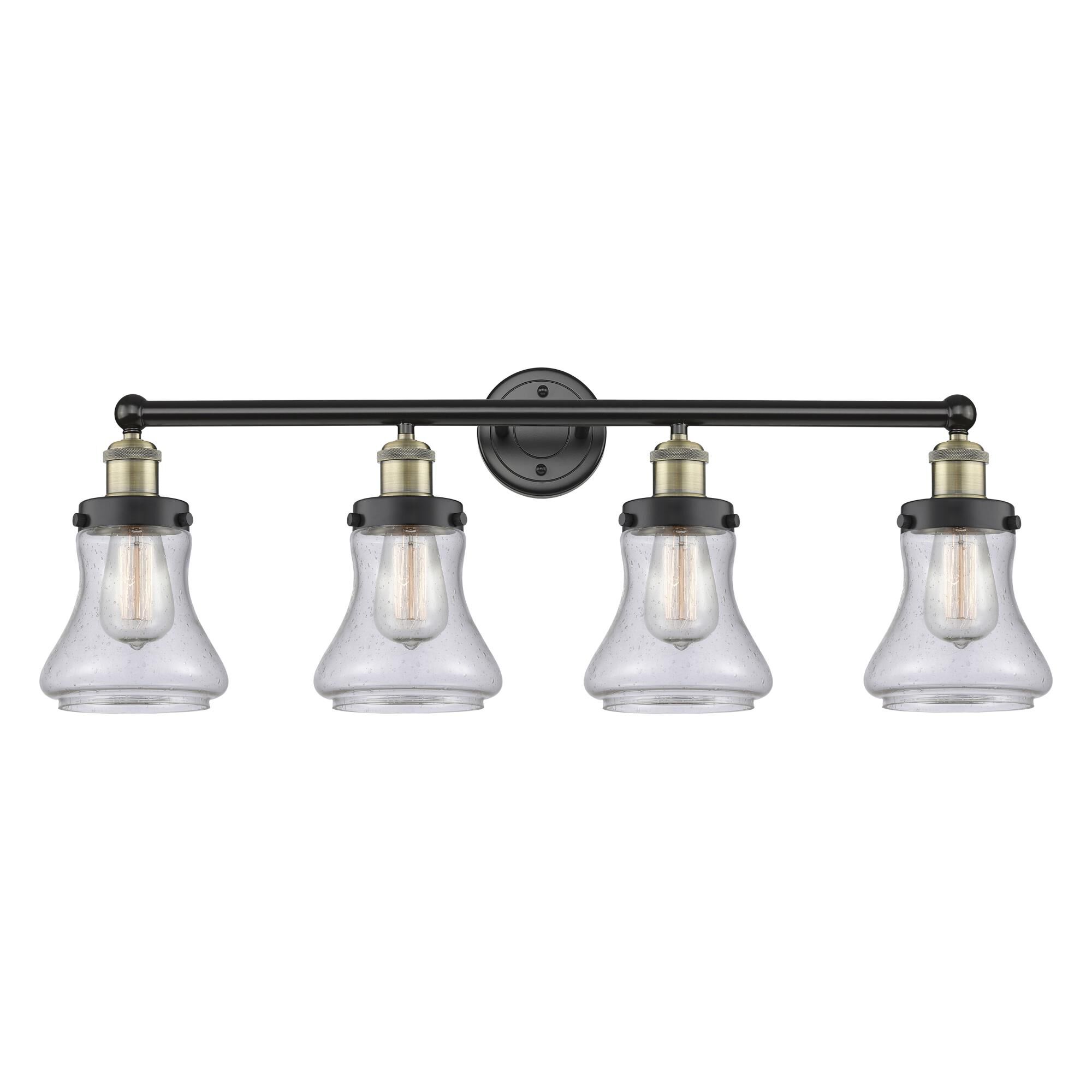 Shown in Black Antique Brass finish and Seedy glass