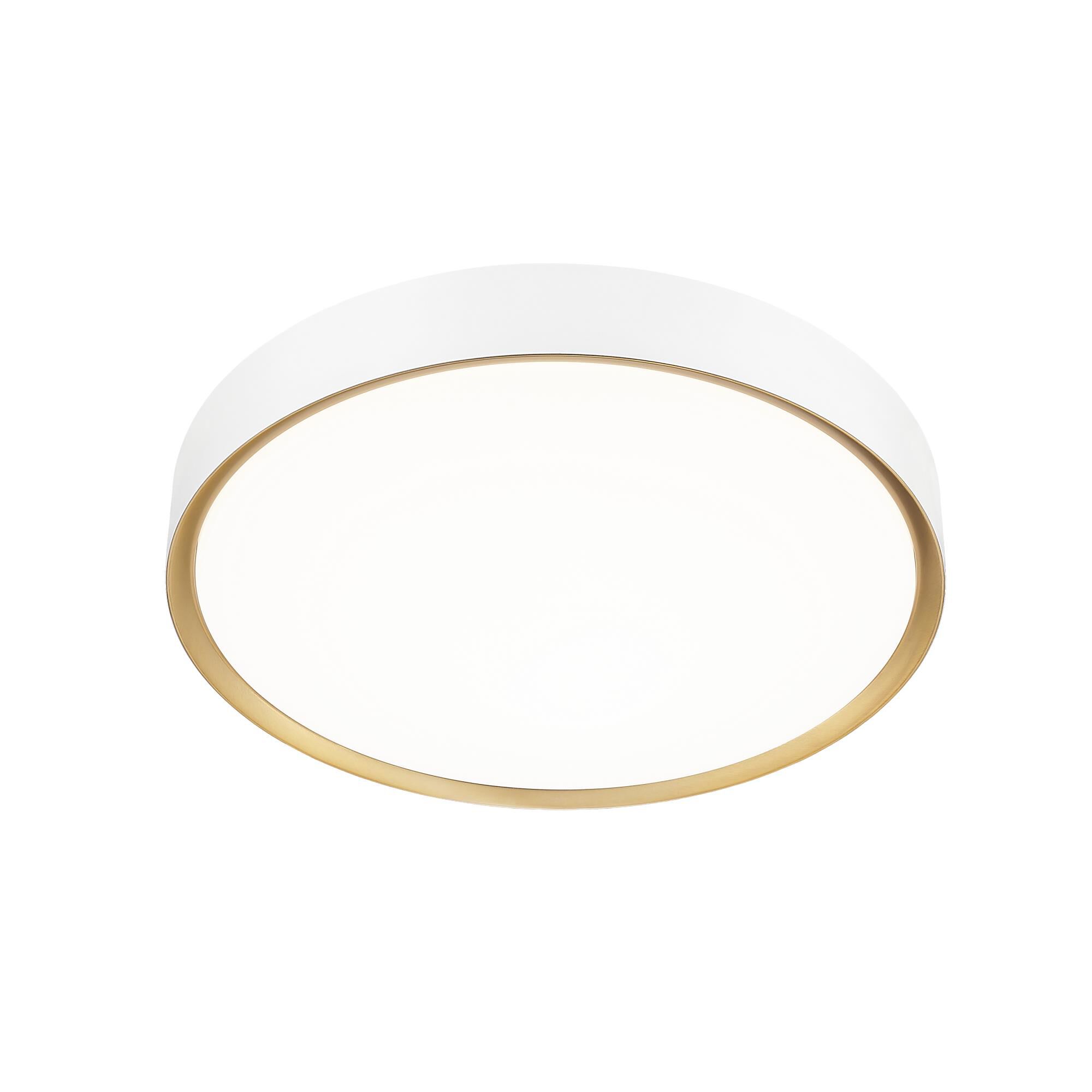 Shown in Matte White And Modern Gold finish and Frosted glass and Frosted shade