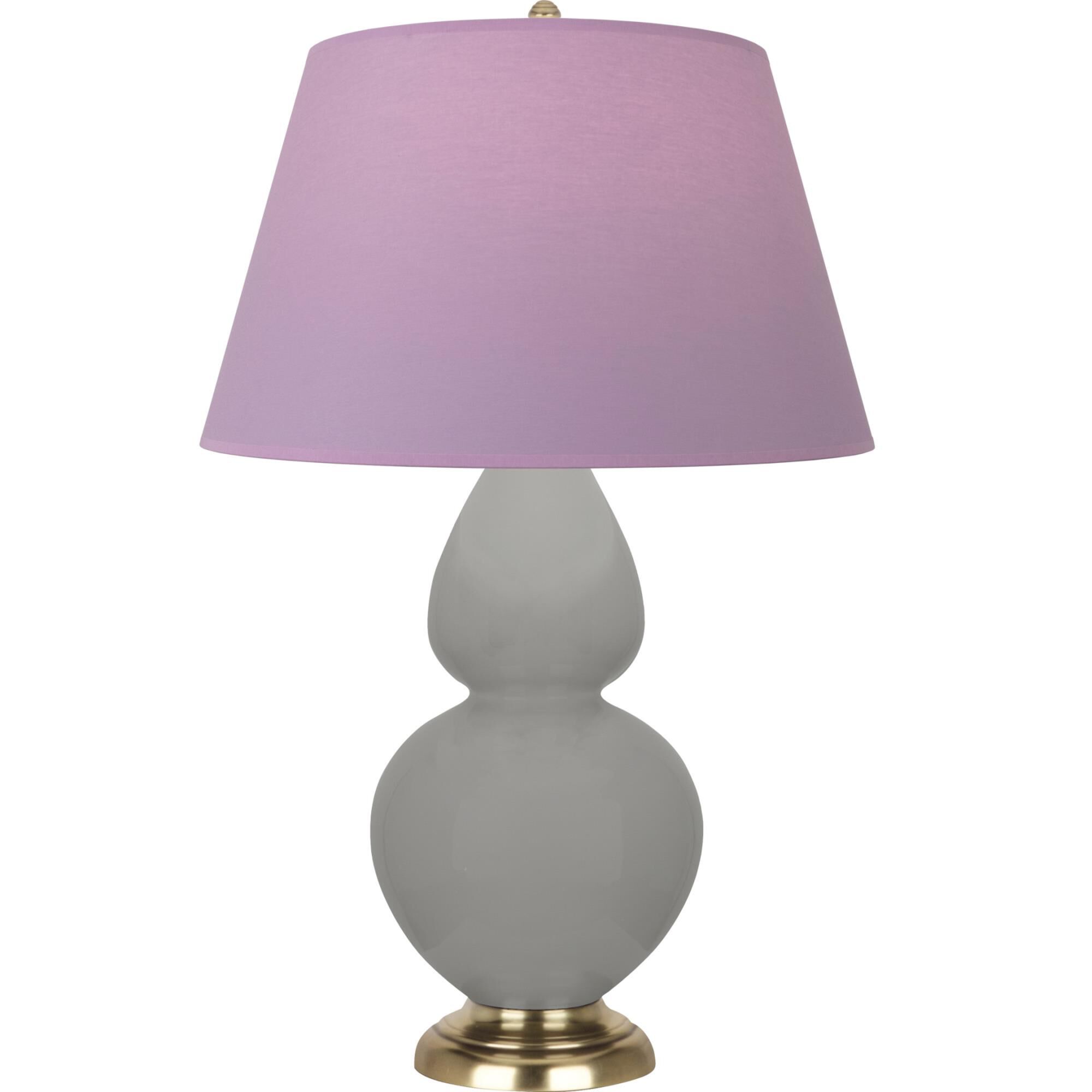 Shown in Matte Smokey Taupe finish and Lavender and Plum shade and Antique Natural Brass accent