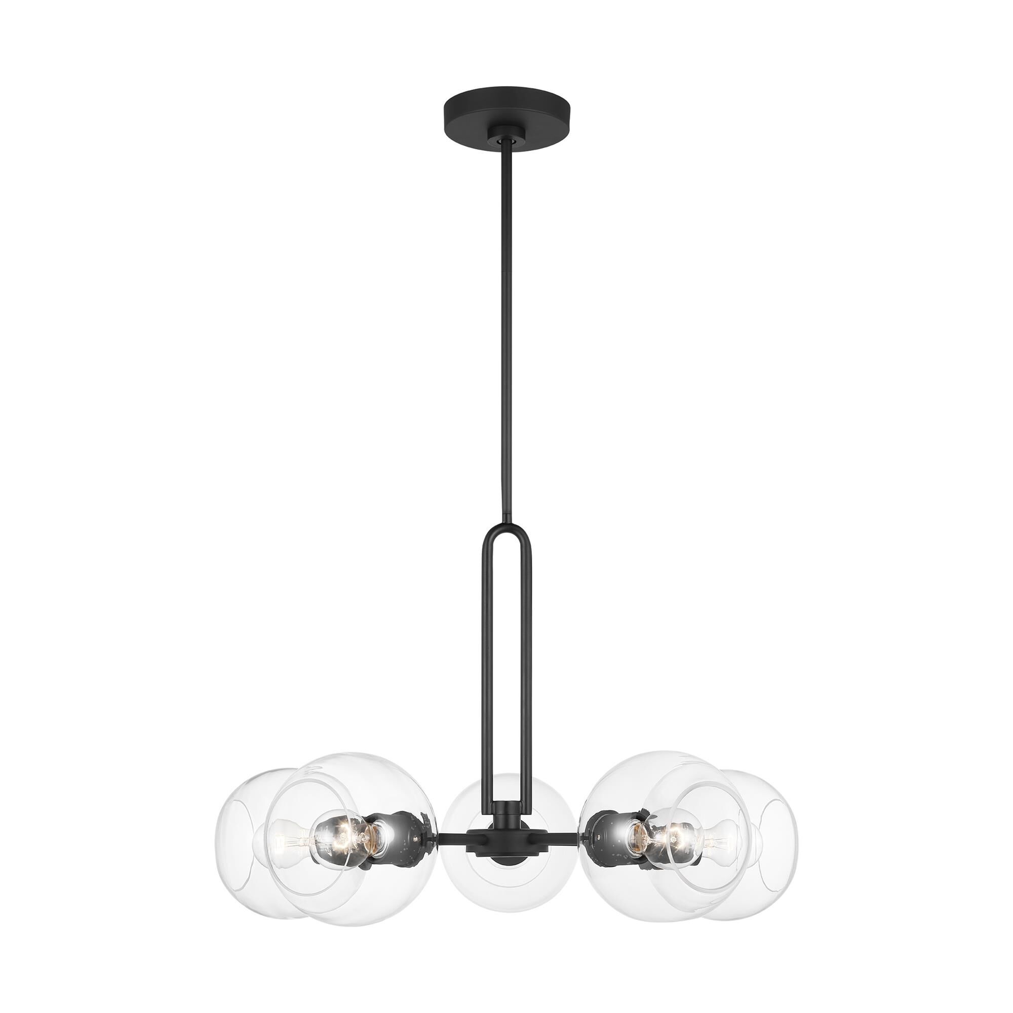 Shown in Midnight Black finish and Clear glass and Clear Glass s shade