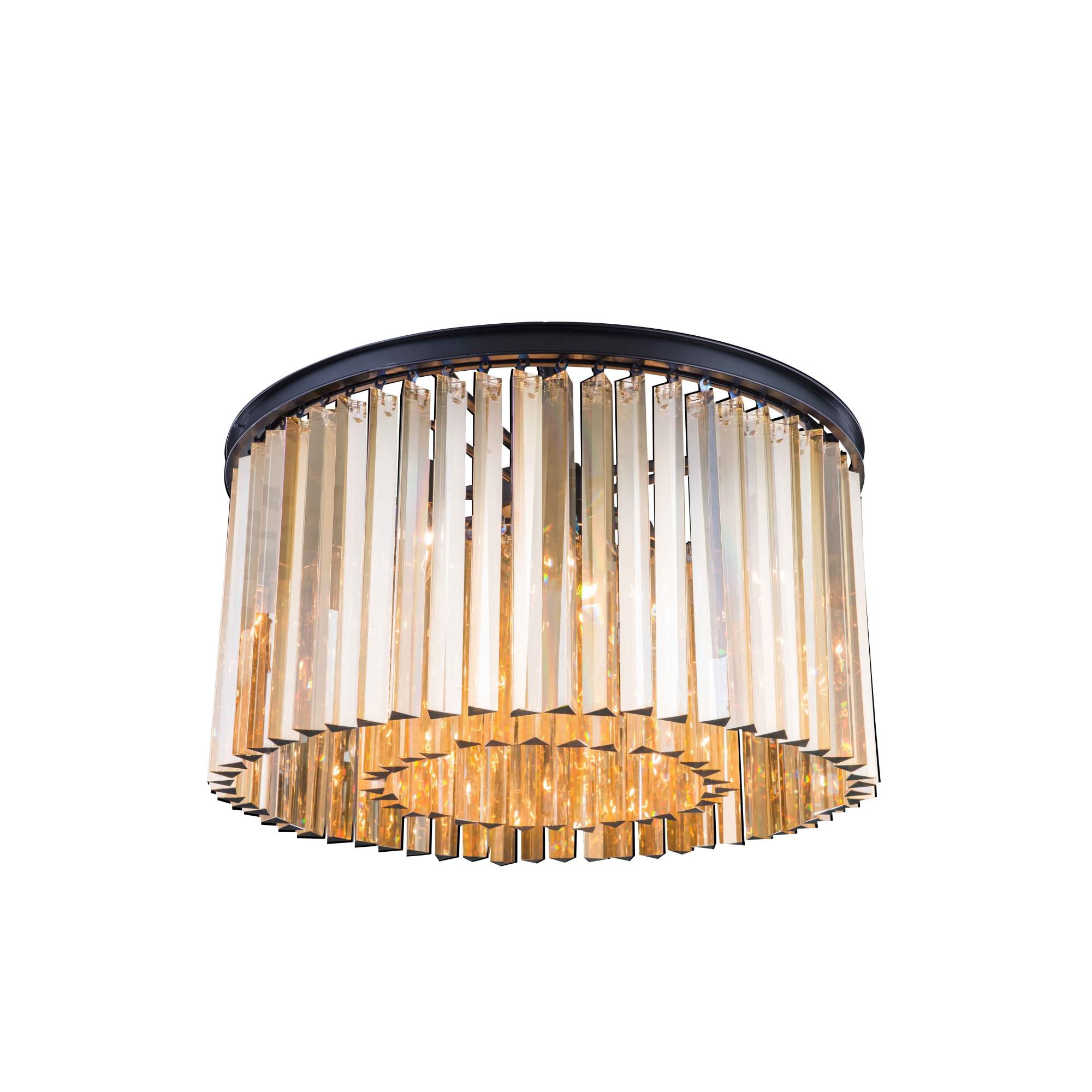 Shown in Matte Black finish and Royal Cut crystal and Golden Teak (Smoky) accent