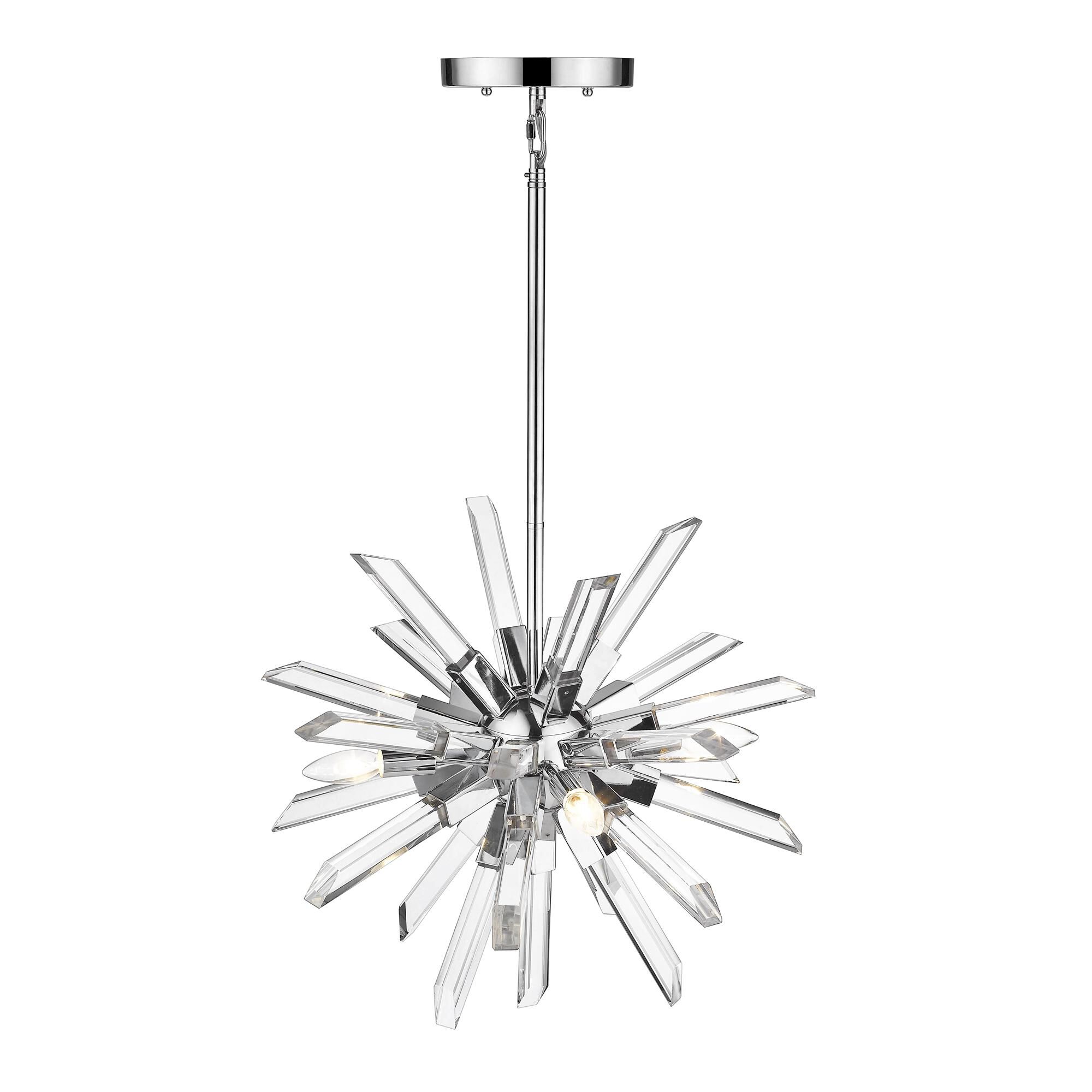Shown in Chrome finish and Crystal glass and Crystal shade