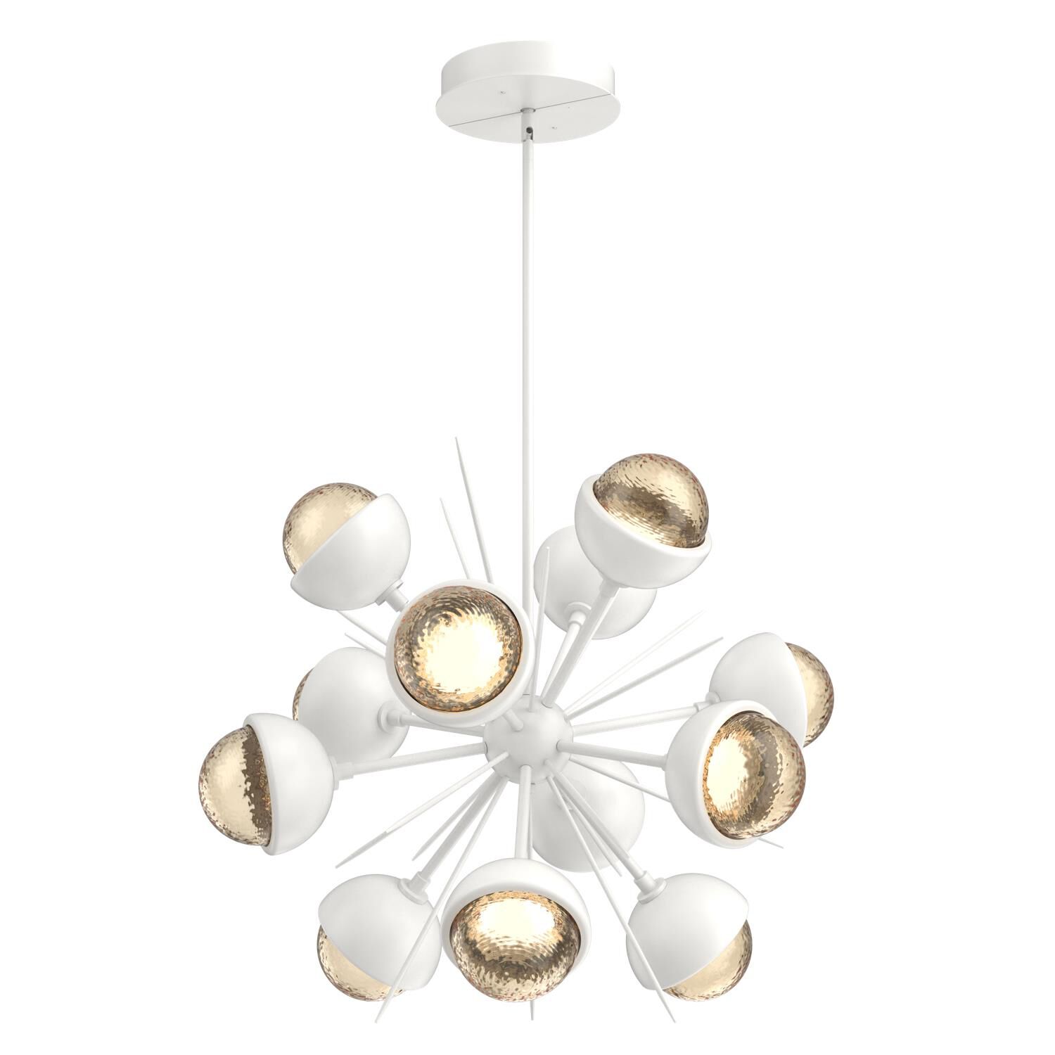 Shown in Salt White finish and Amber glass and Metal Shade Matching Finish accent