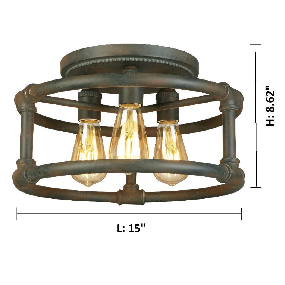 Eglo Wymer 15 Inch 3 Light Semi Flush Mount by Eglo Lighting