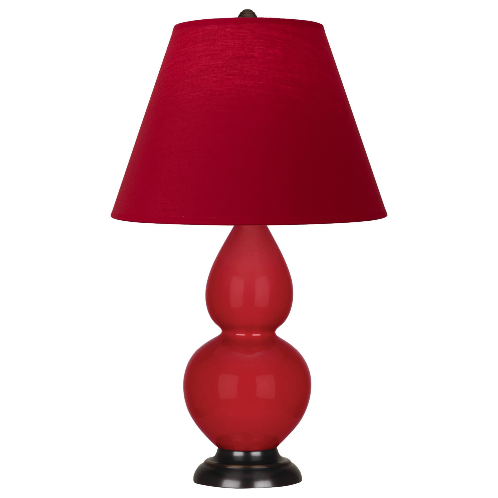 Shown in Ruby Red finish and Rose Red with Ink Black Lining shade and Deep Patina Bronze accent