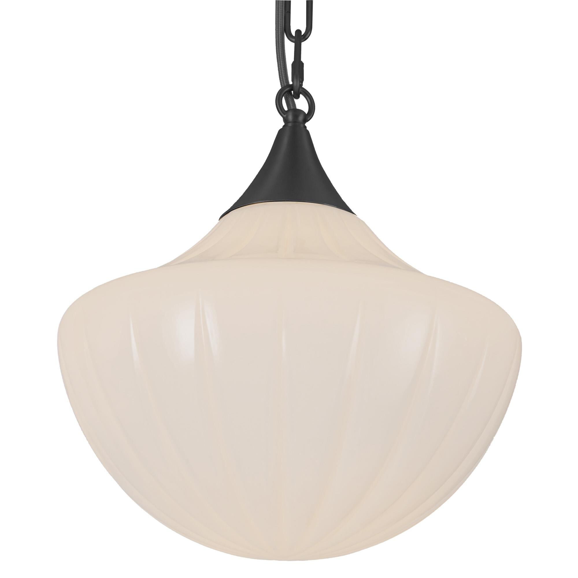 Shown in Matte Black finish and Glossy Ribbed Opal glass