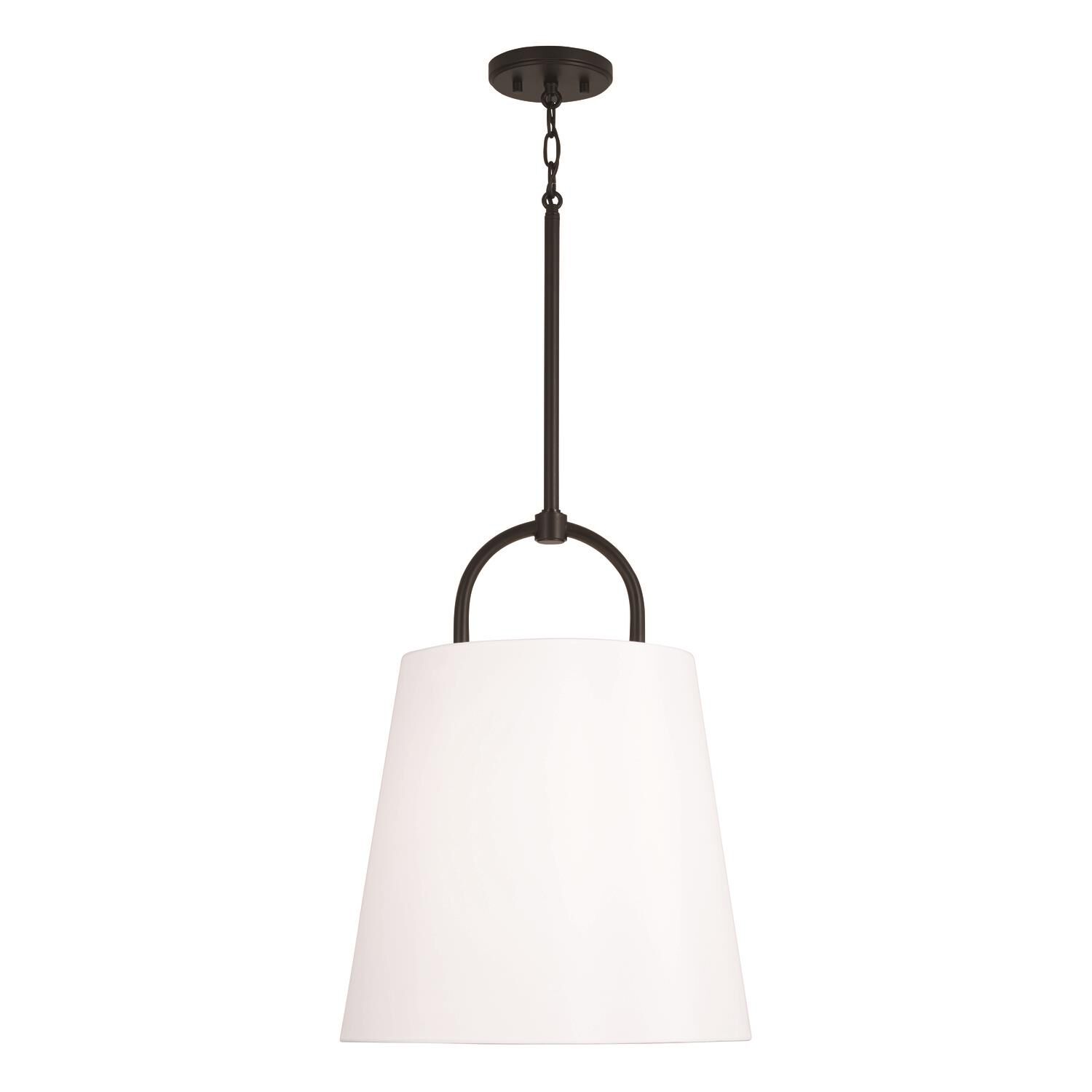 Shown in Matte Black finish and White Fabric shade