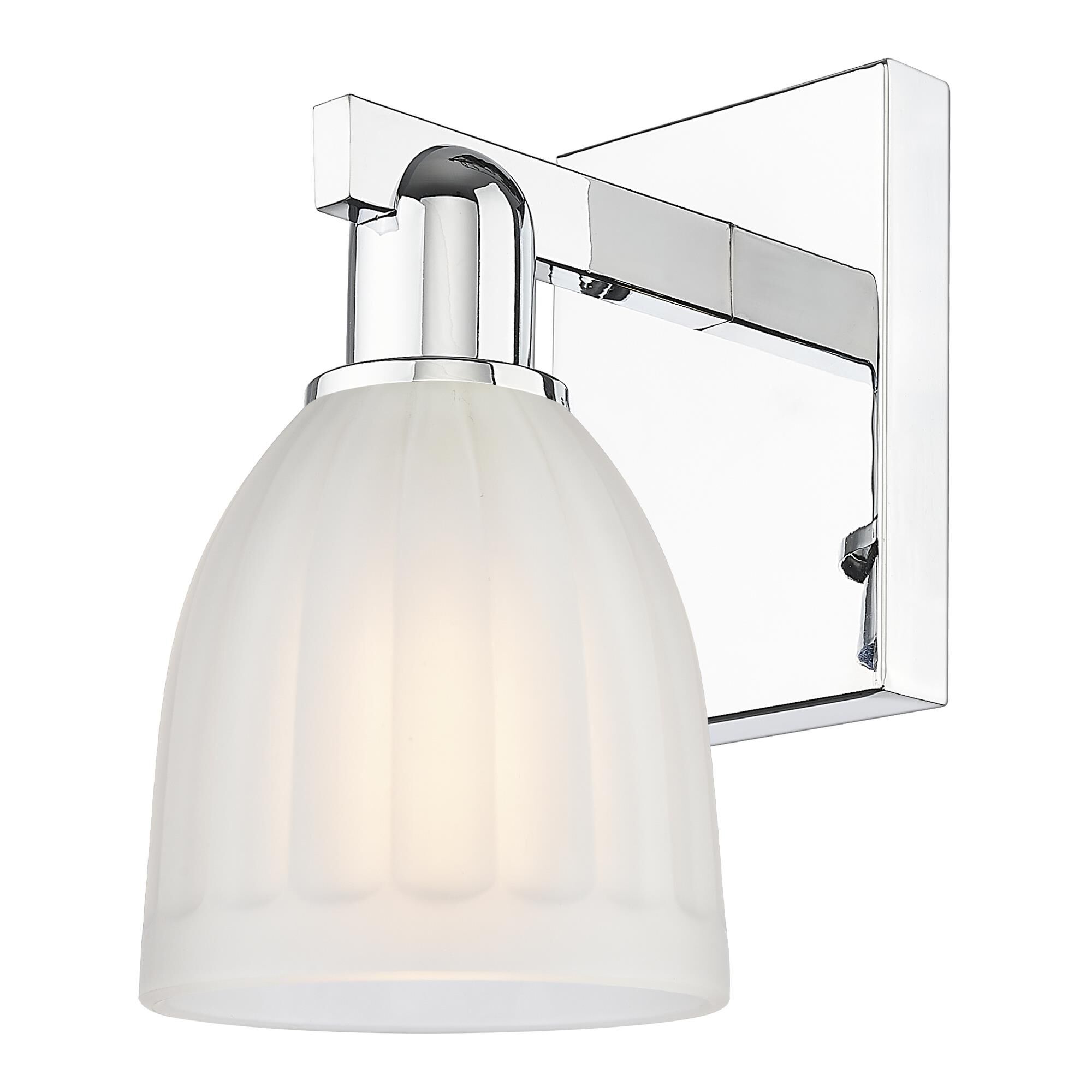 Shown in Polished Chrome finish and White glass