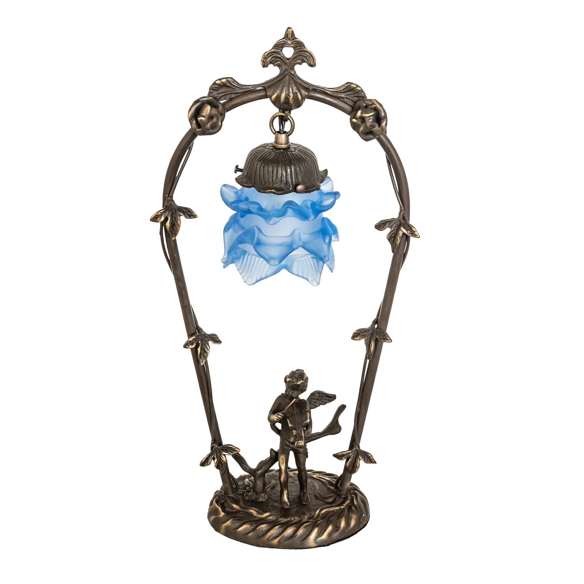 Shown in Antique Finish;Antique Brass finish and Blue glass
