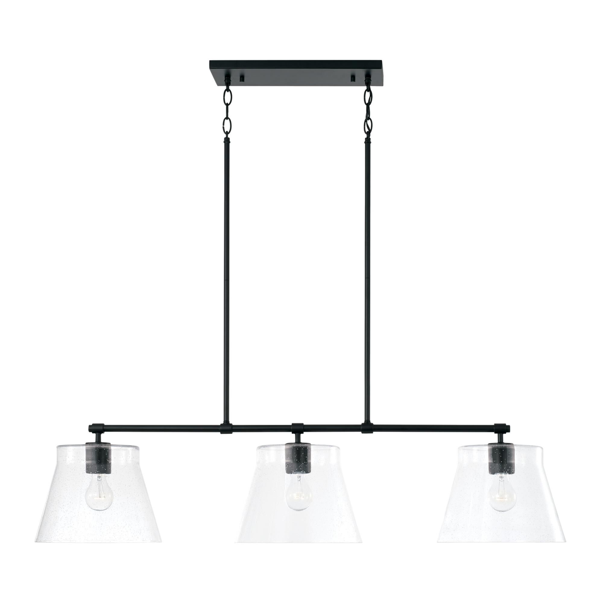 Shown in Matte Black finish and Clear Seeded glass