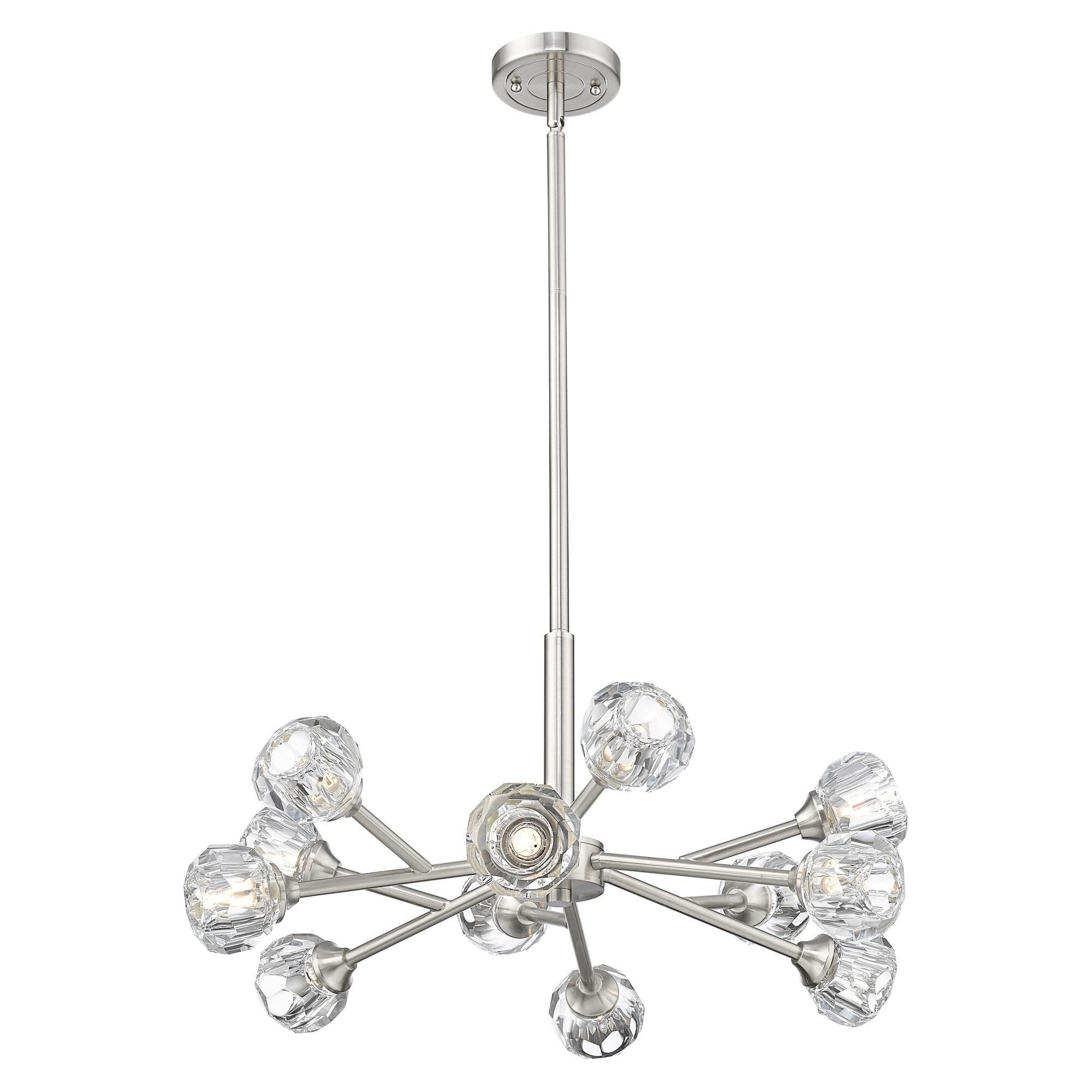 Shown in Satin Nickel finish and Clear glass