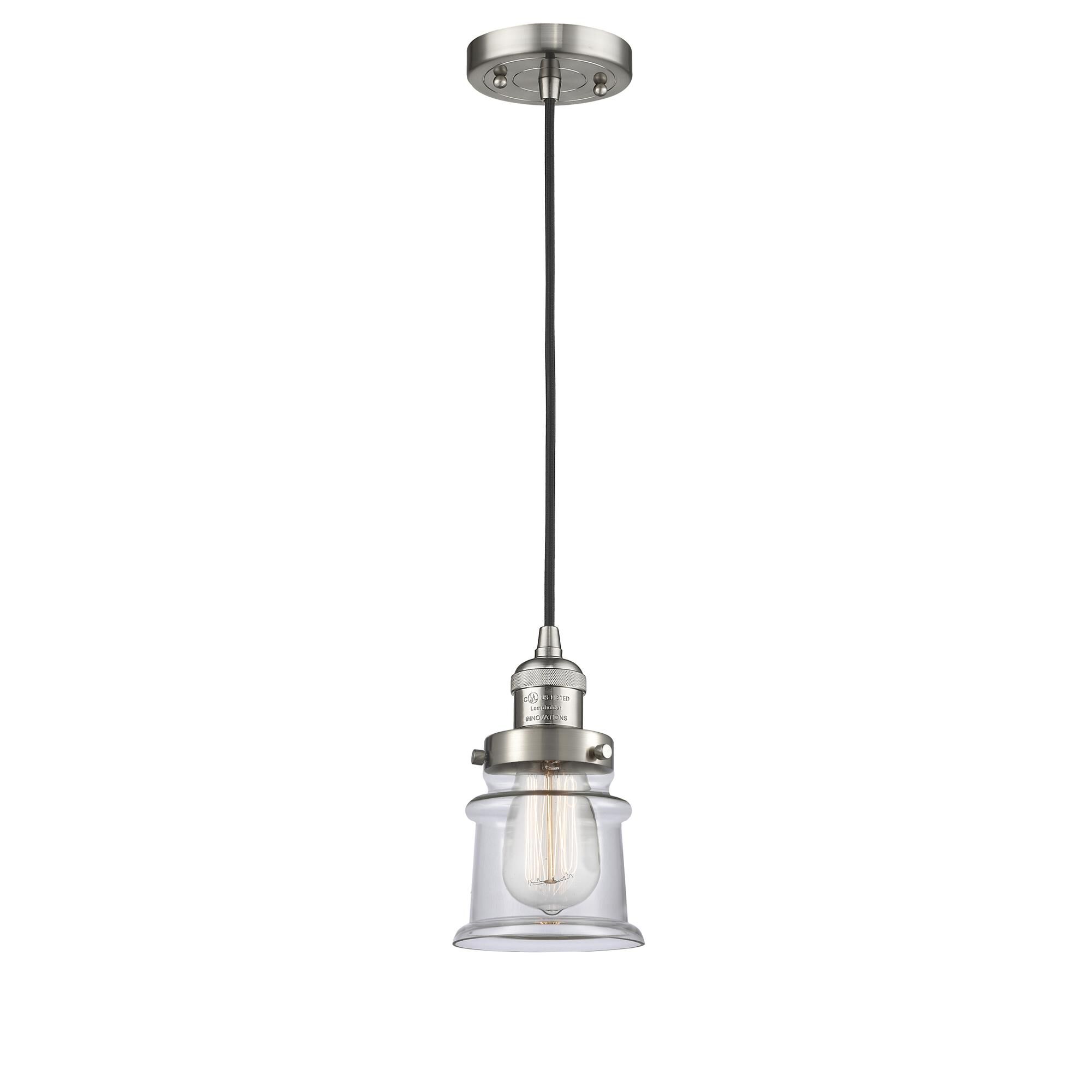 Shown in Brushed Satin Nickel finish and Clear glass