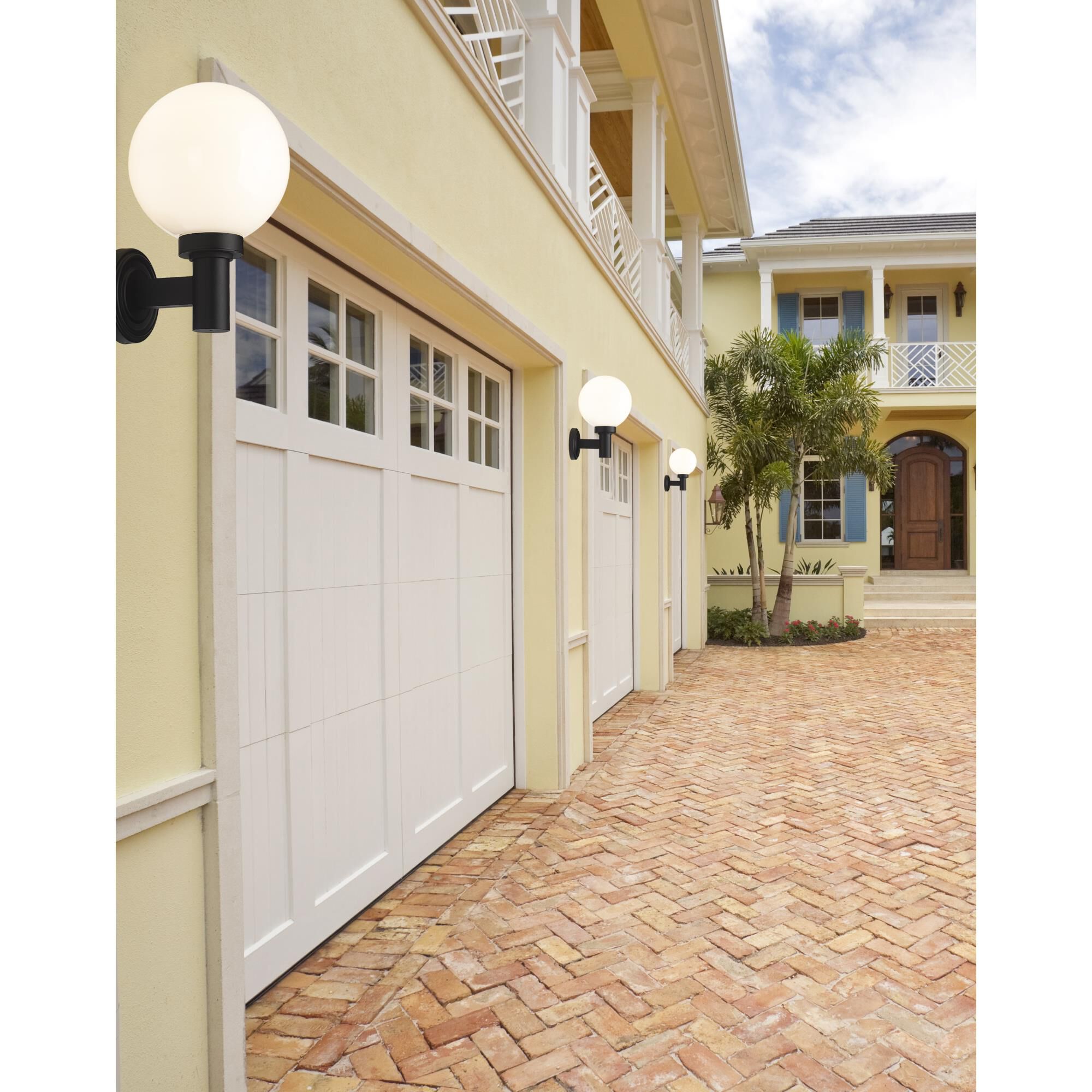 Shown in Black finish and Opal glass