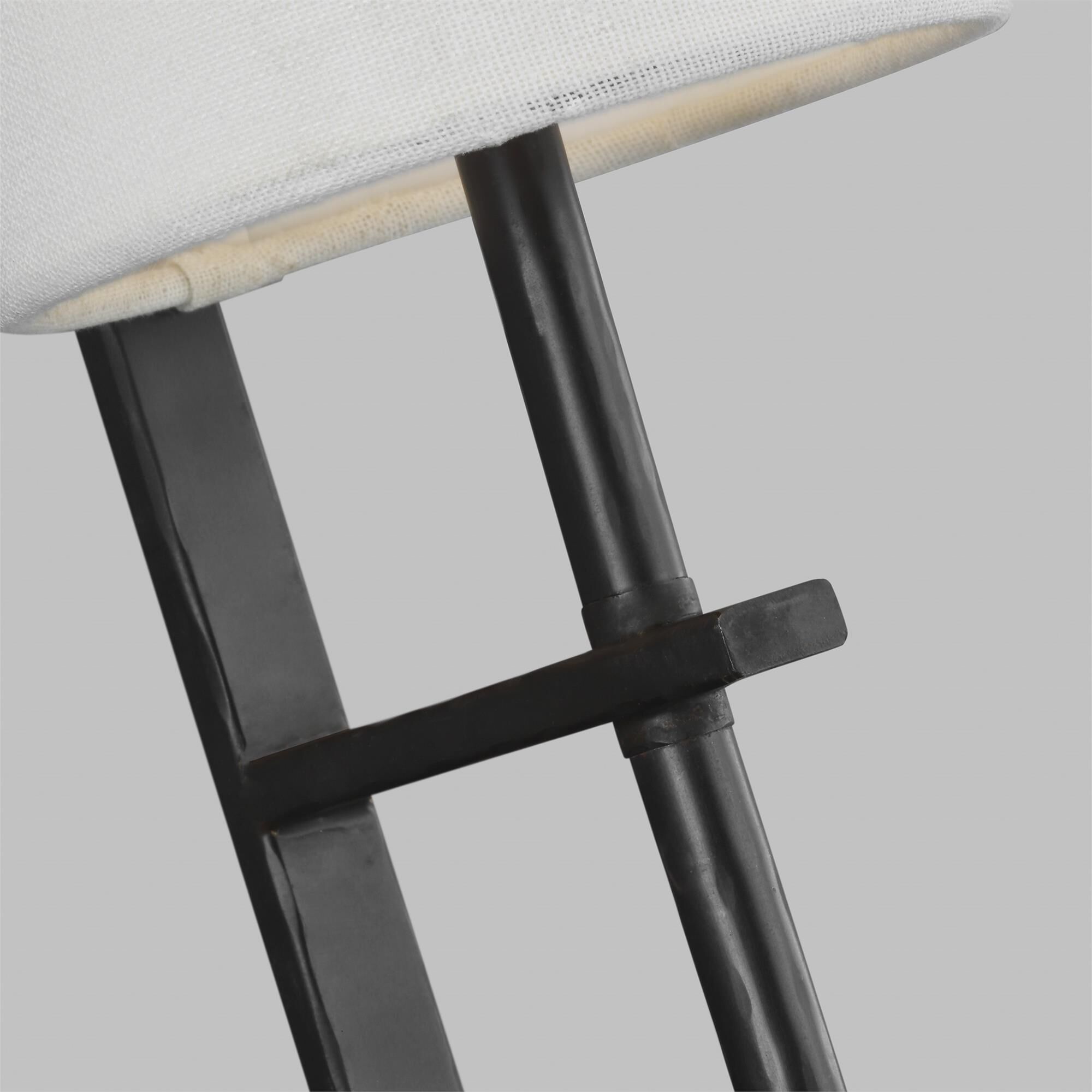 Shown in Aged Iron finish and White Linen shade