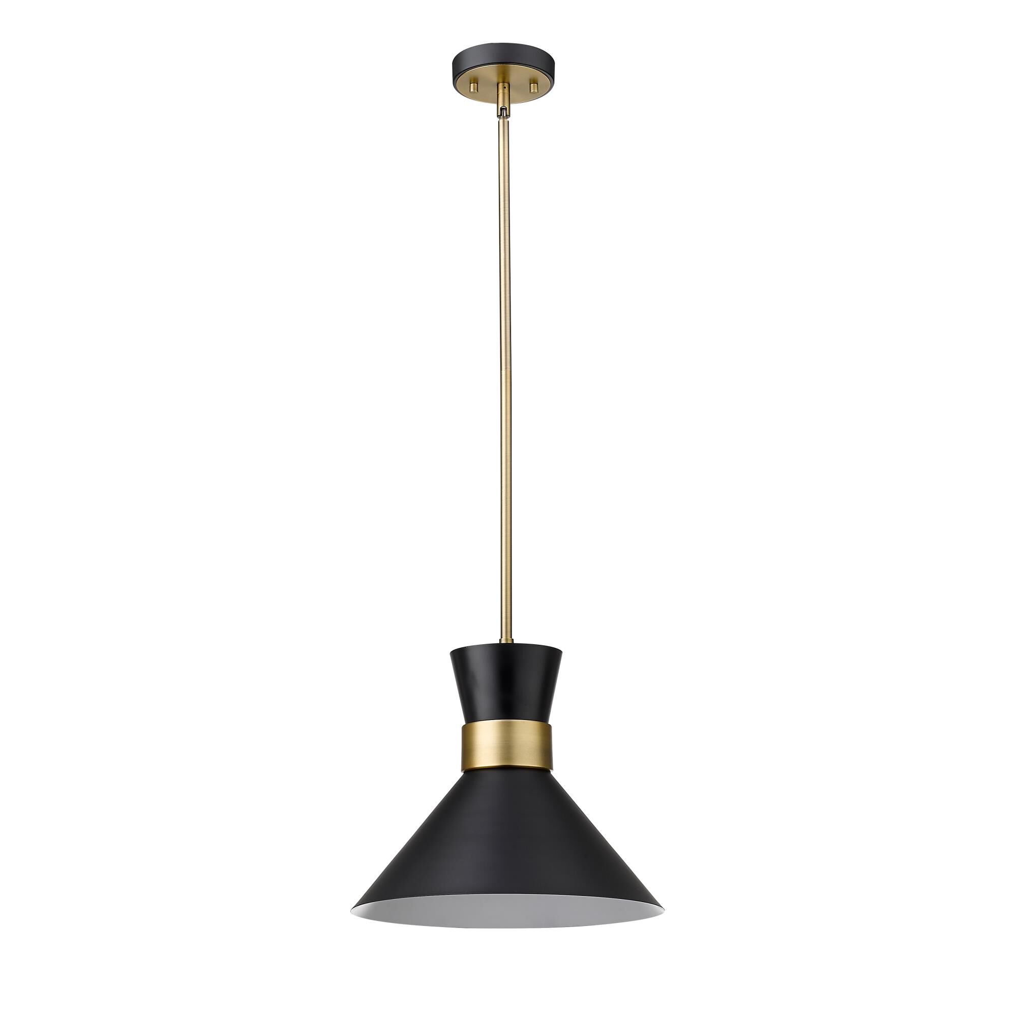 Shown in Matte Black + Heritage Brass finish and Metal glass and Metal shade