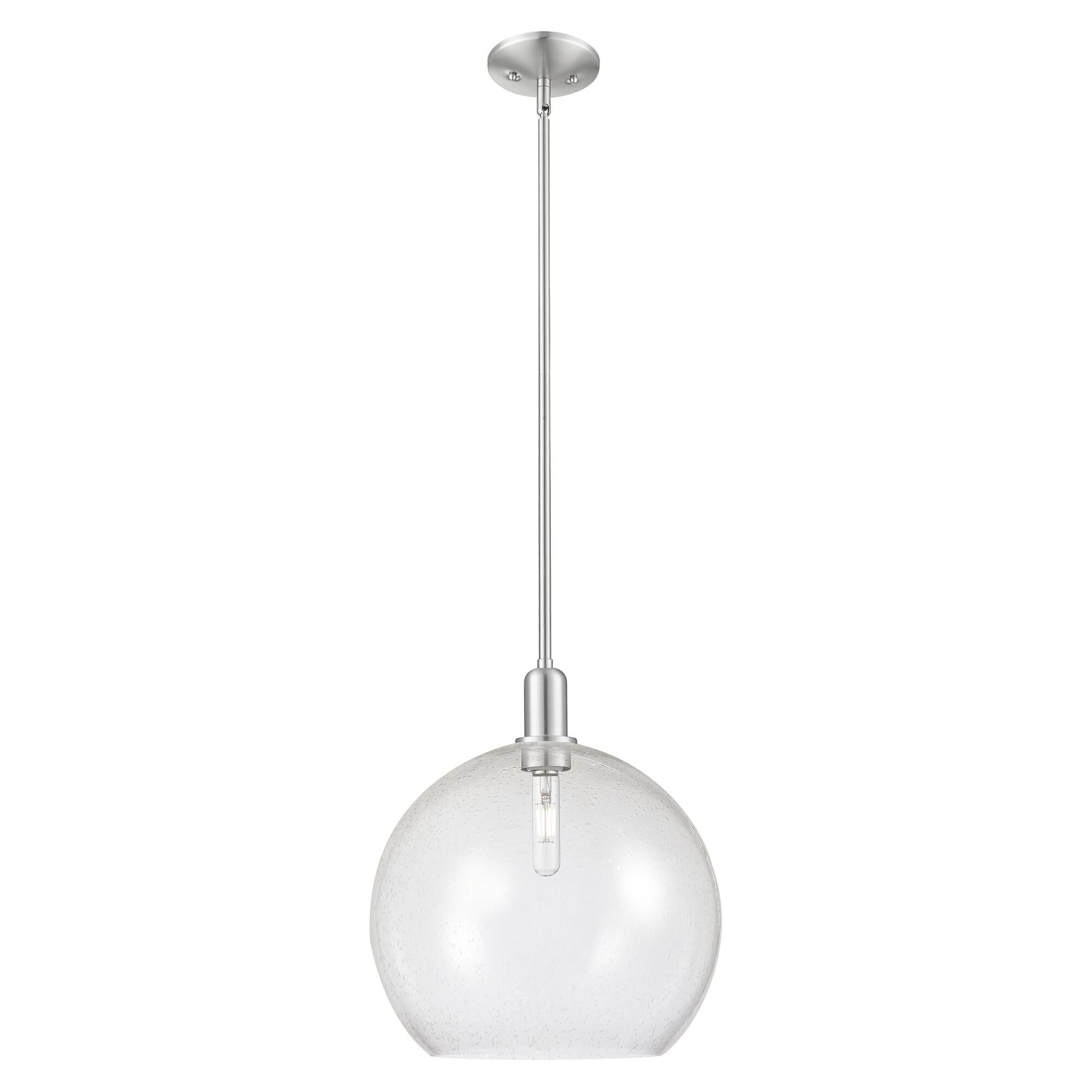 Shown in Brushed Satin Nickel finish and Seedy glass