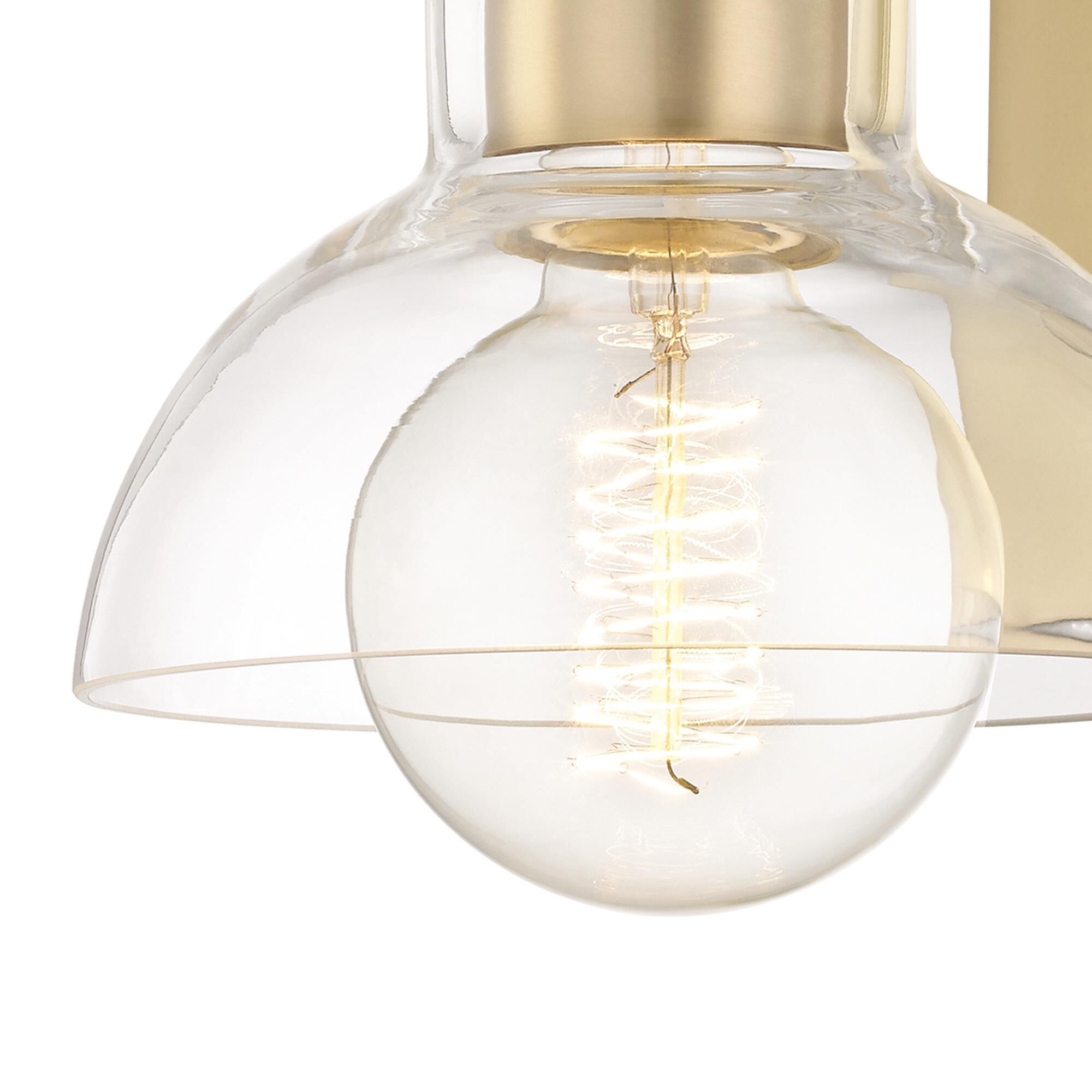 Shown in Aged Brass finish and Opal Etched glass