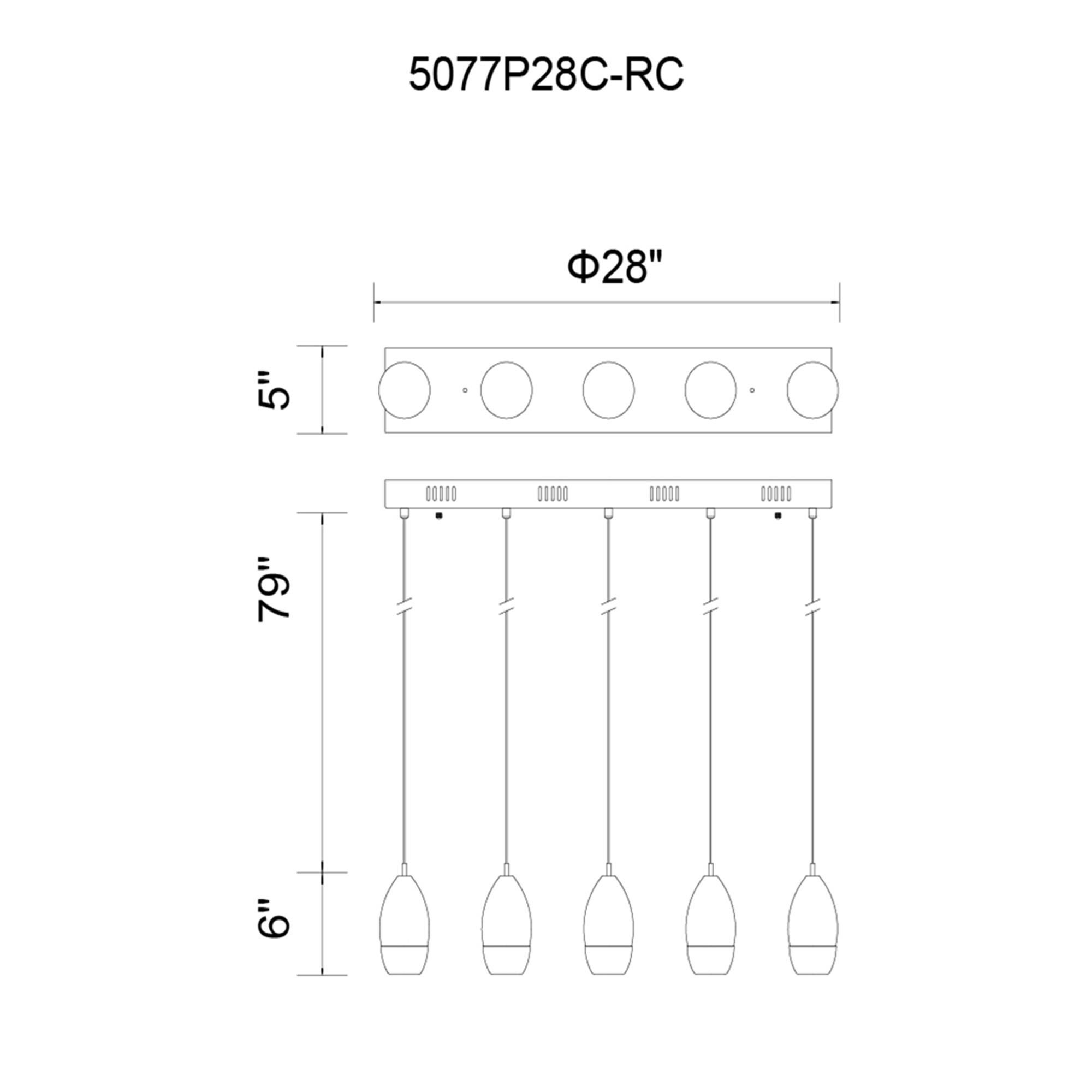 Perrier 28 Inch 5 Light LED Linear Suspension Light by CWI Lighting