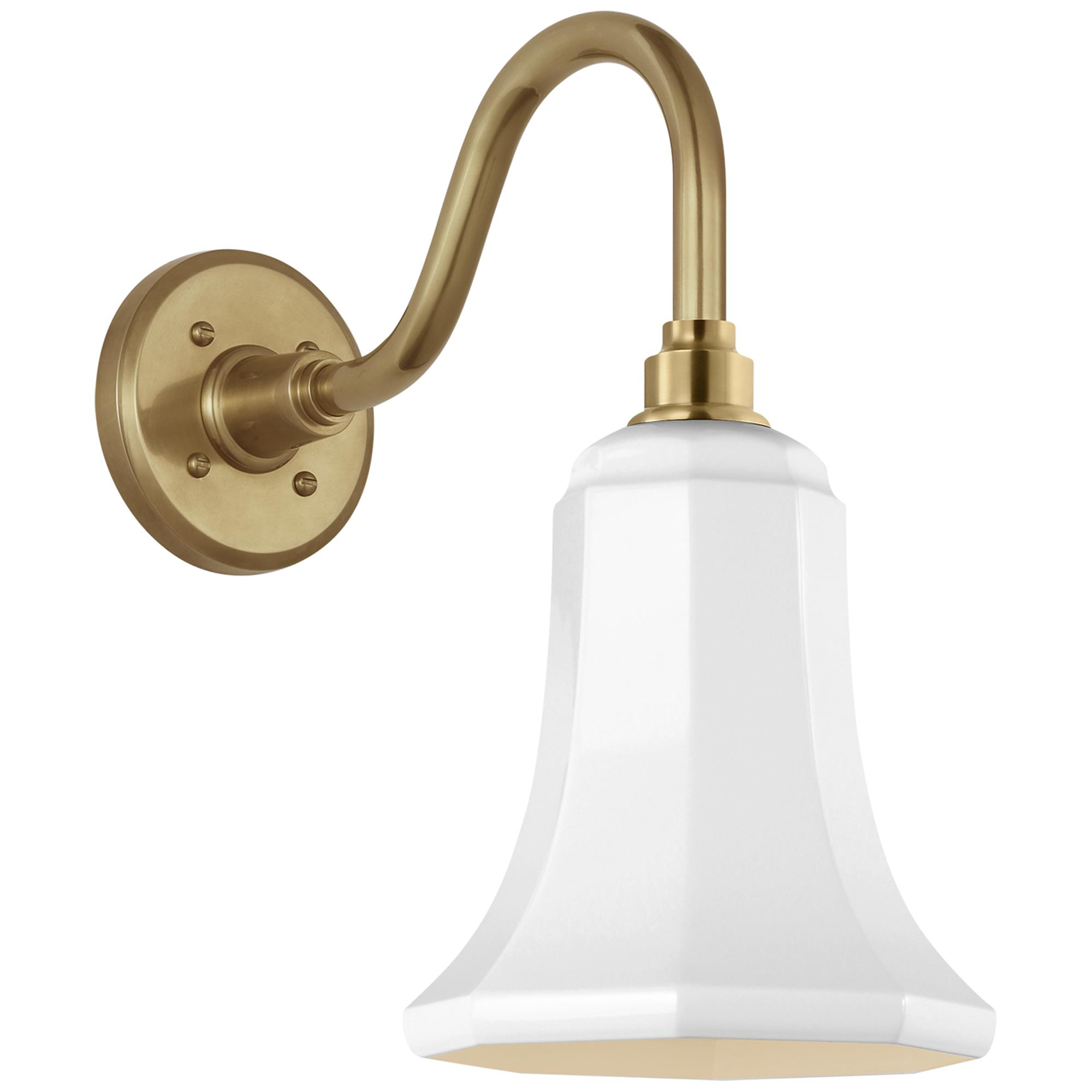 Shown in Hand-Rubbed Antique Brass finish and White Savannah shade