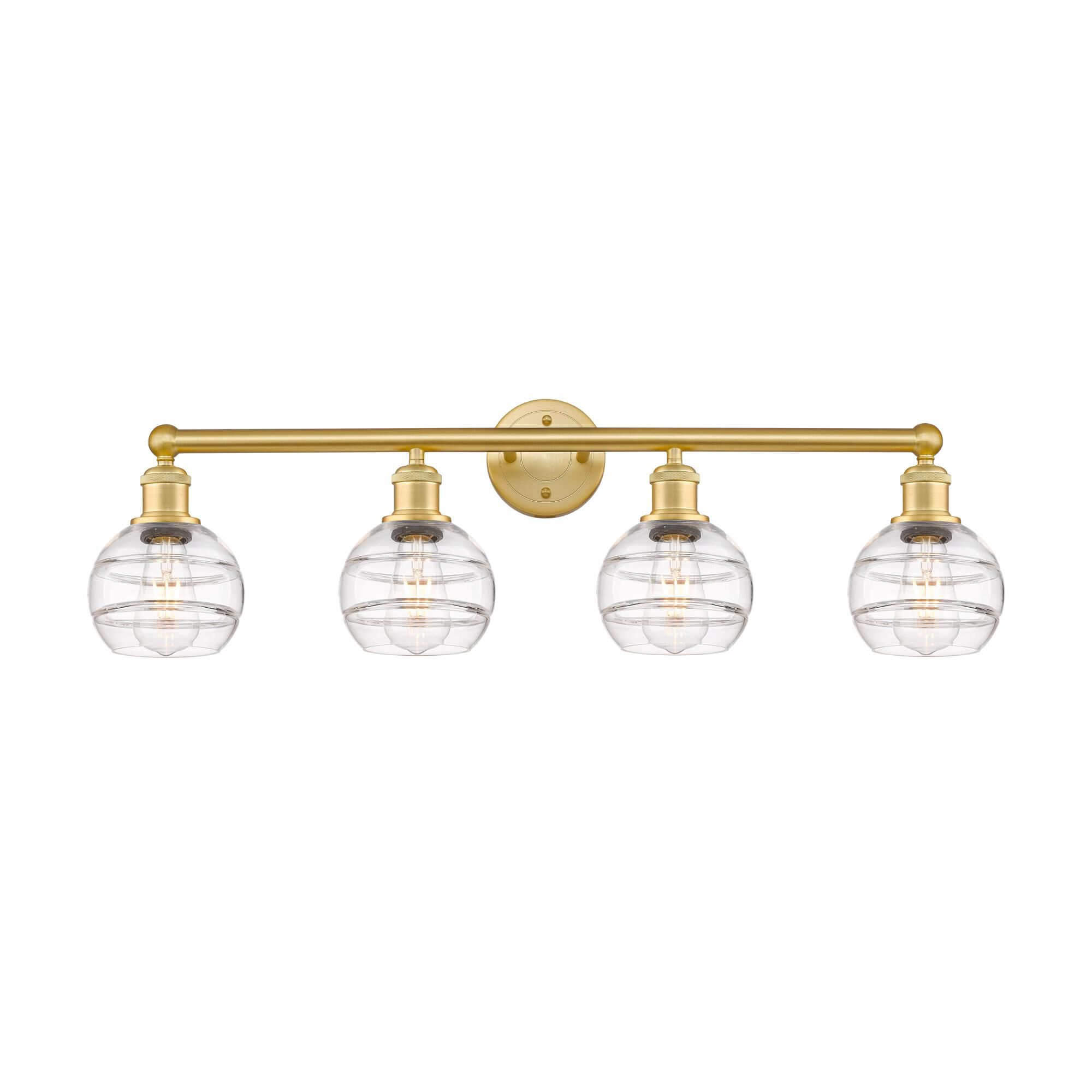 Shown in Satin Gold finish and Clear glass