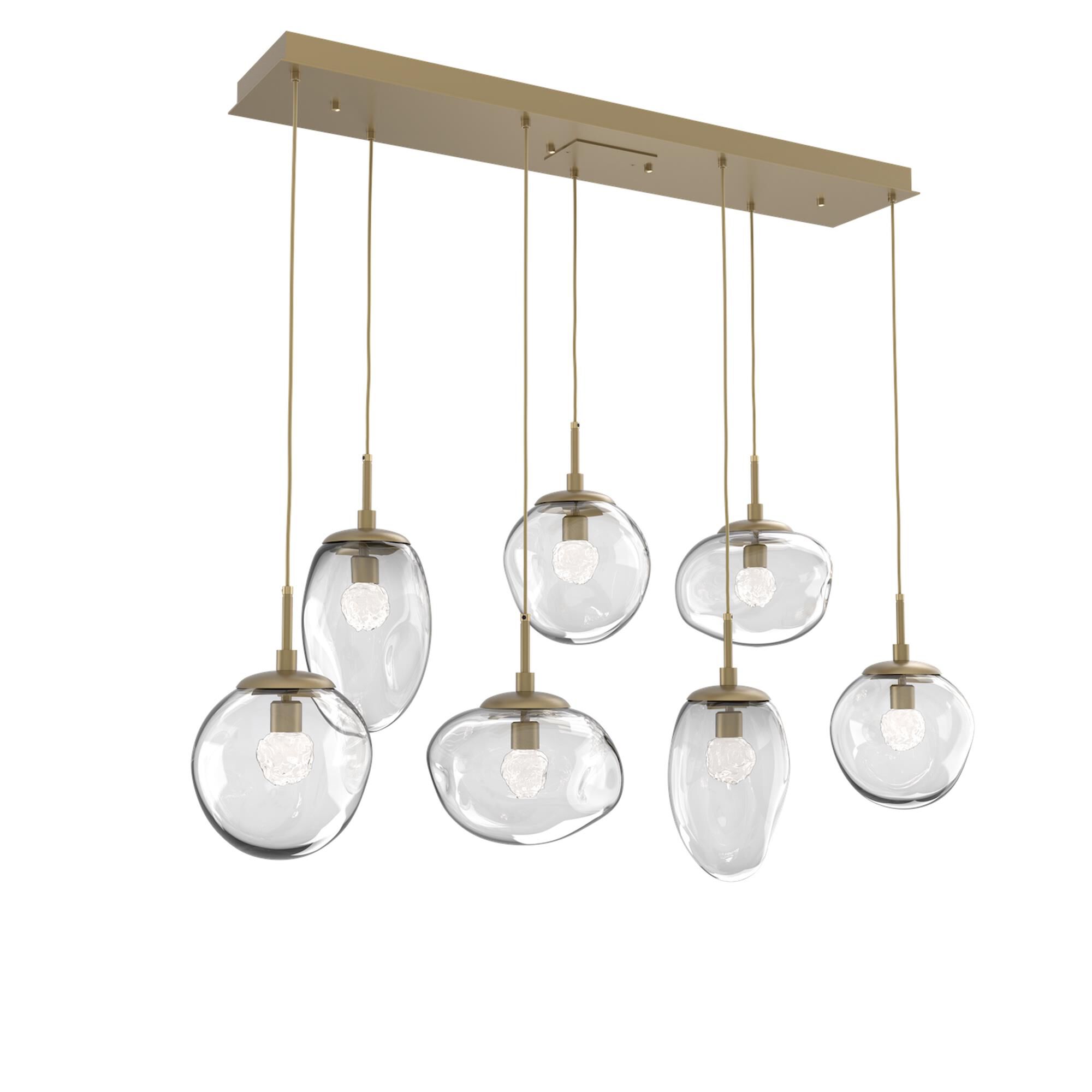 Shown in Gilded Brass finish and Floret Inner Clear Outer glass