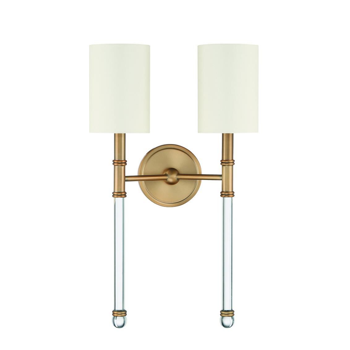 Shown in Warm Brass finish and Soft White shade