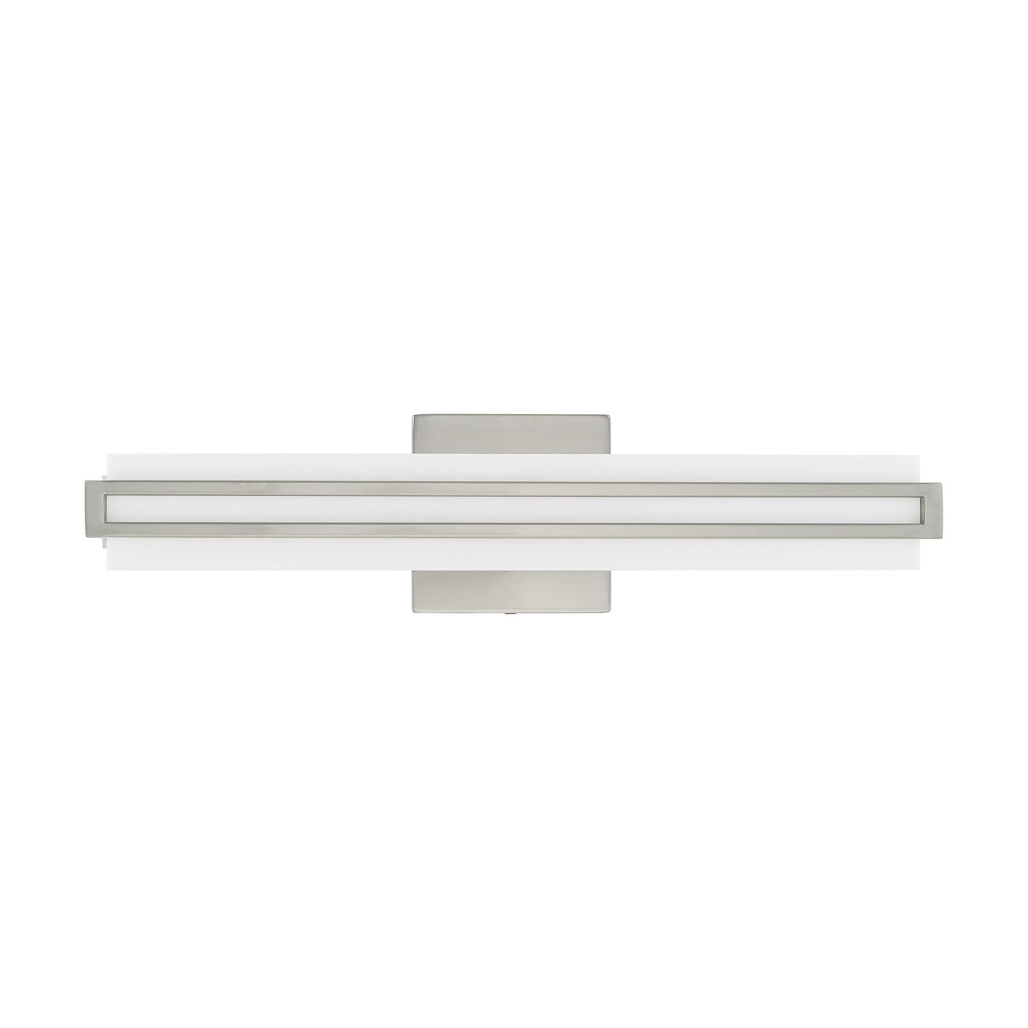Shown in Brushed Nickel finish and Satin White Acrylic shade