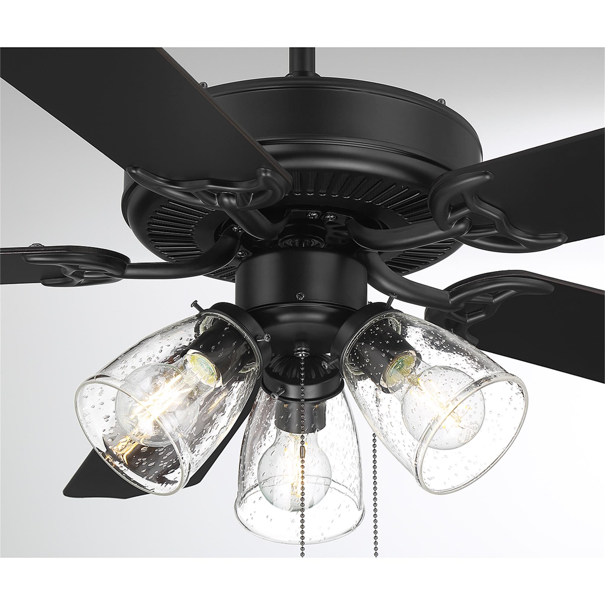 Shown in Matte Black finish and Clear Bubble glass