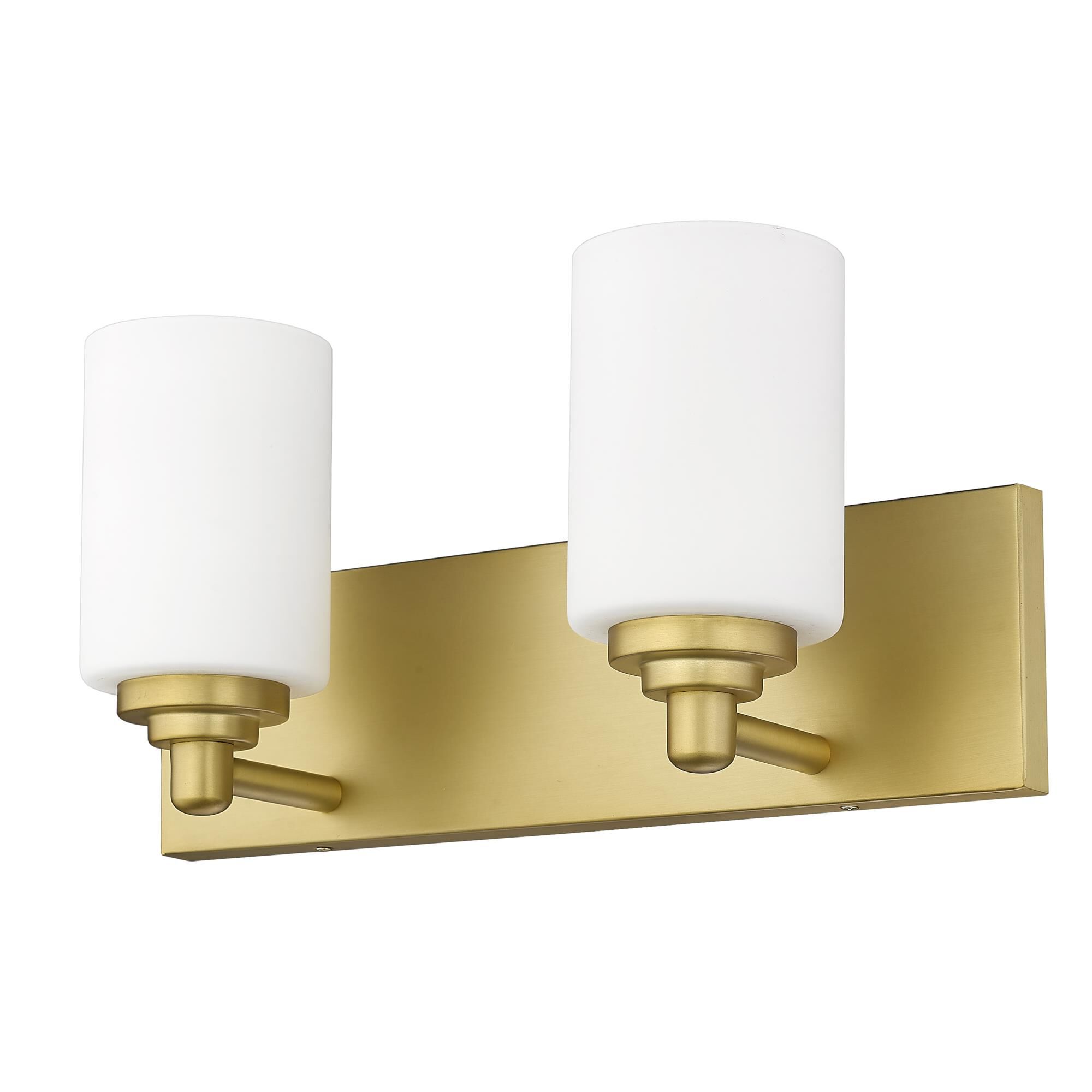 Shown in Brushed Gold finish and White glass