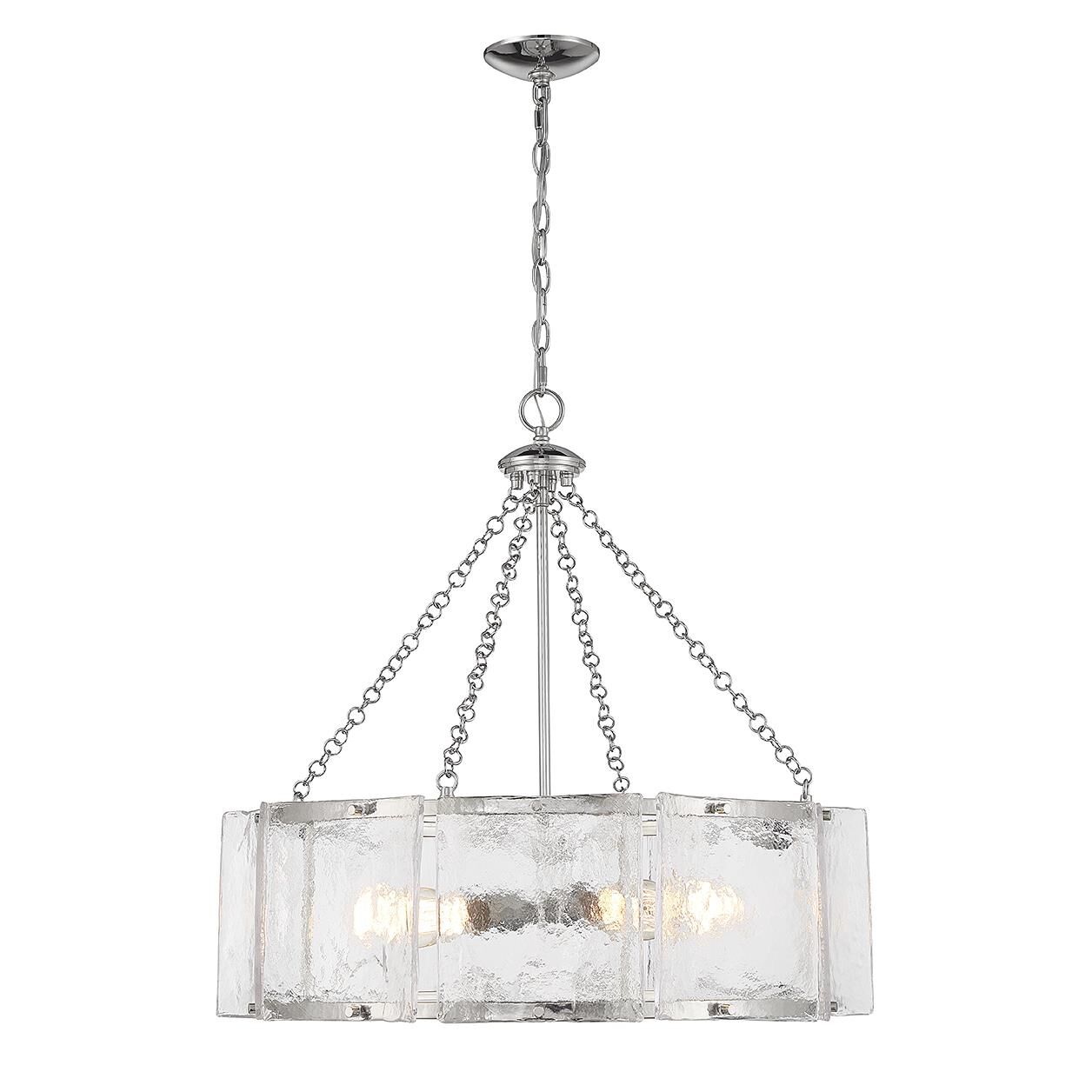 Shown in Polished Nickel finish and Clear Water Piastra glass and Glass shade