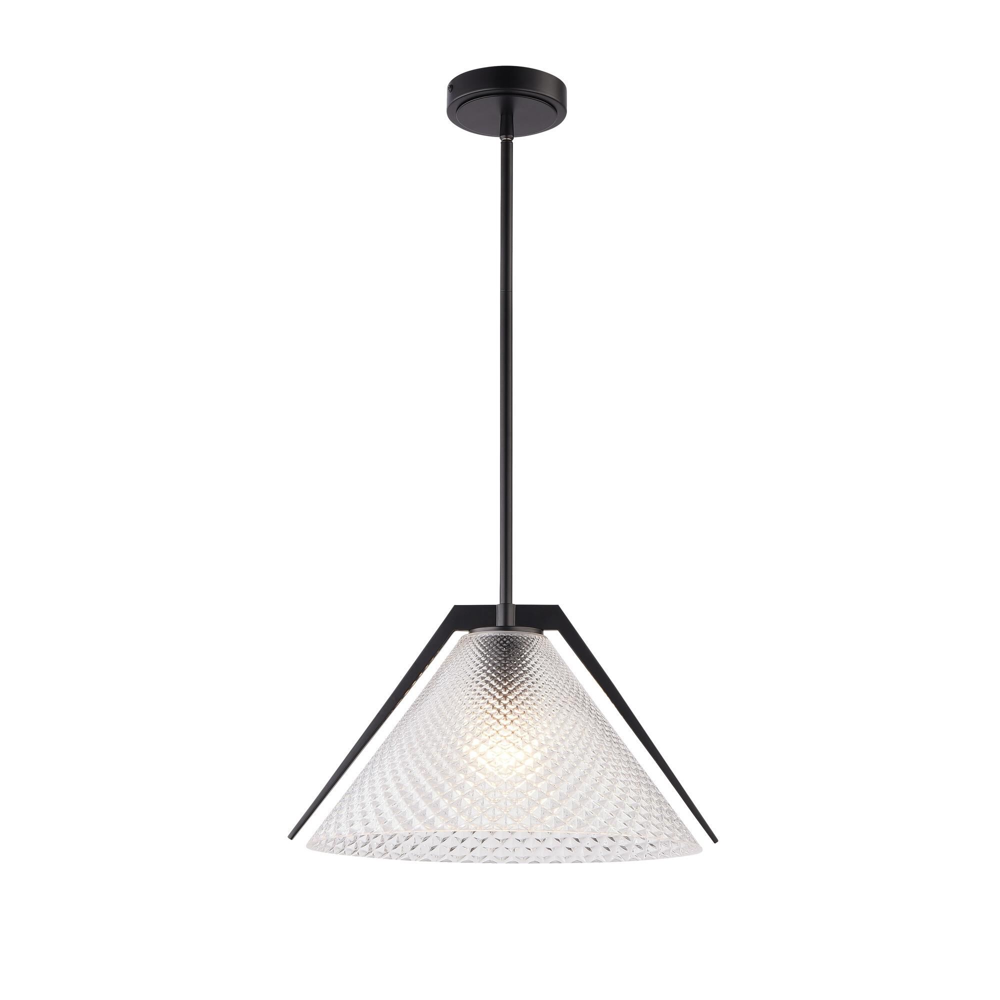 Shown in Black And Brushed Brass finish and Glass shade