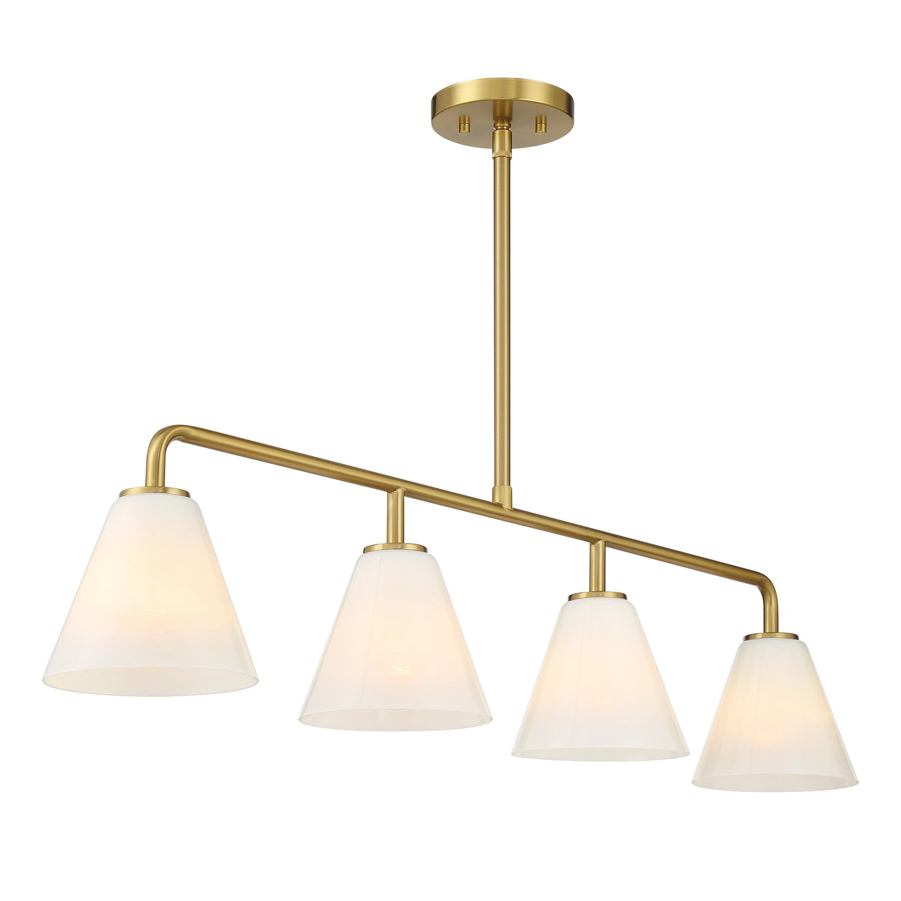 Shown in Warm Brass finish and Strie shade
