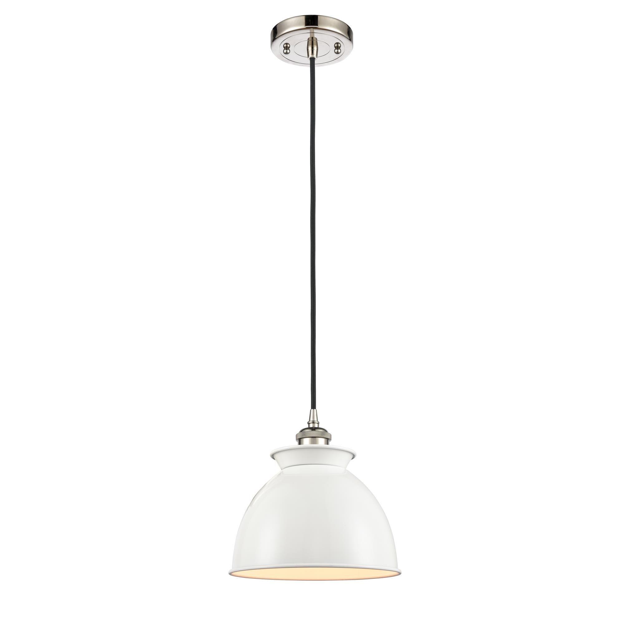 Shown in Polished Nickel finish and White shade