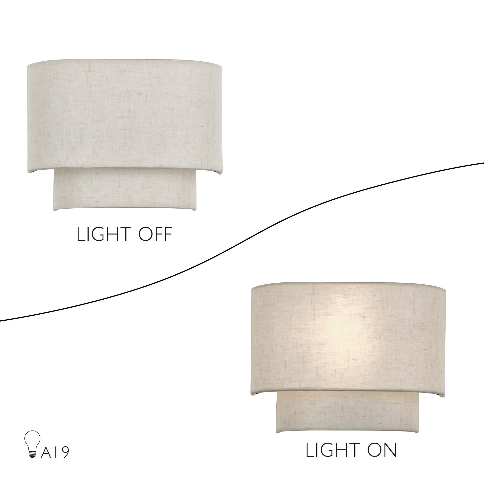 Shown in English Bronze finish and Hand Crafted Oatmeal Color Fabric with White Color Inside shade