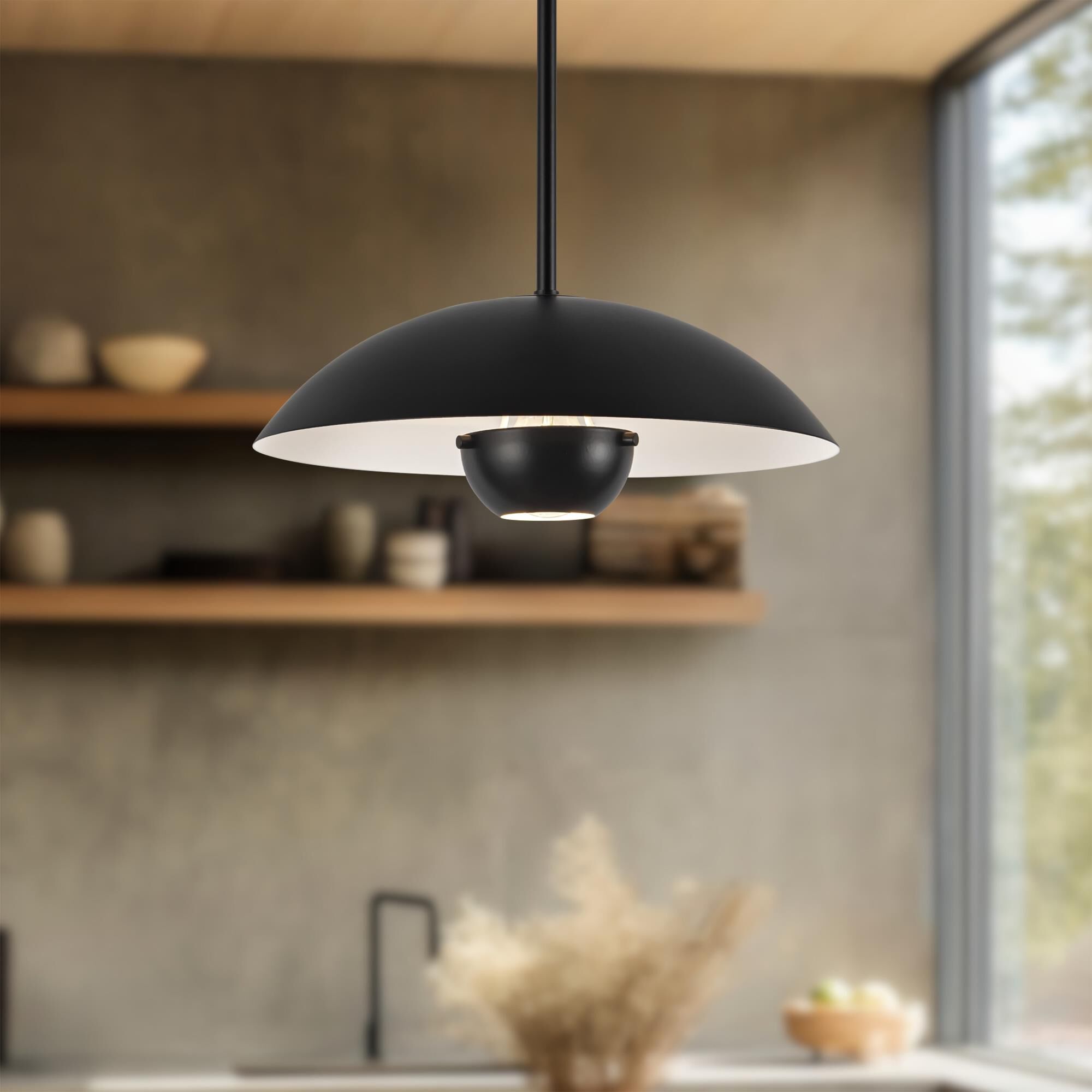 Shown in Black finish and Steel shade