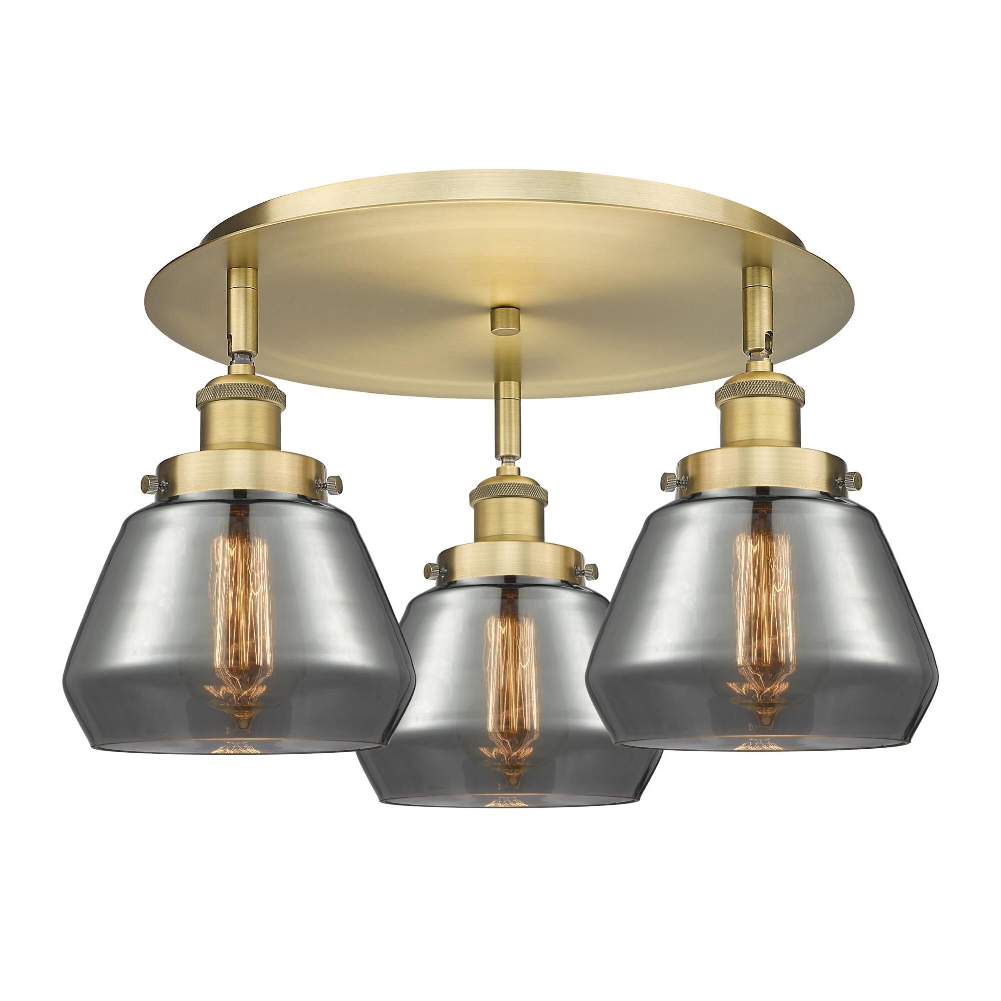 Shown in Brushed Brass finish and Plated Smoke glass