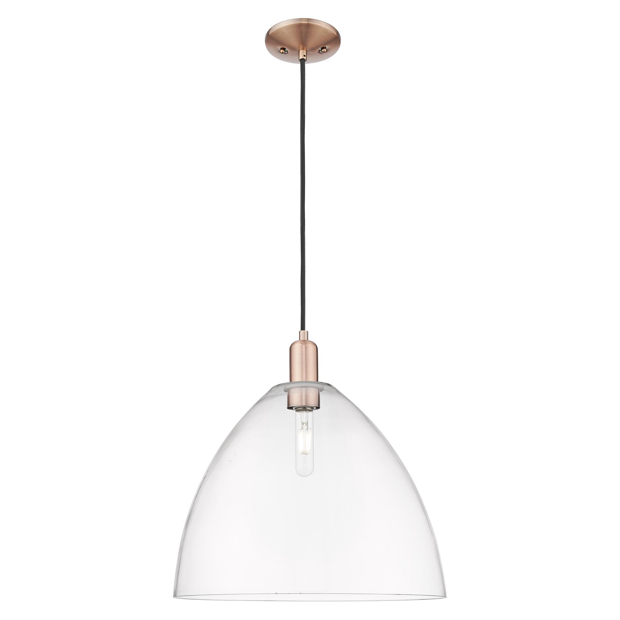 Shown in Antique Copper finish and Clear glass