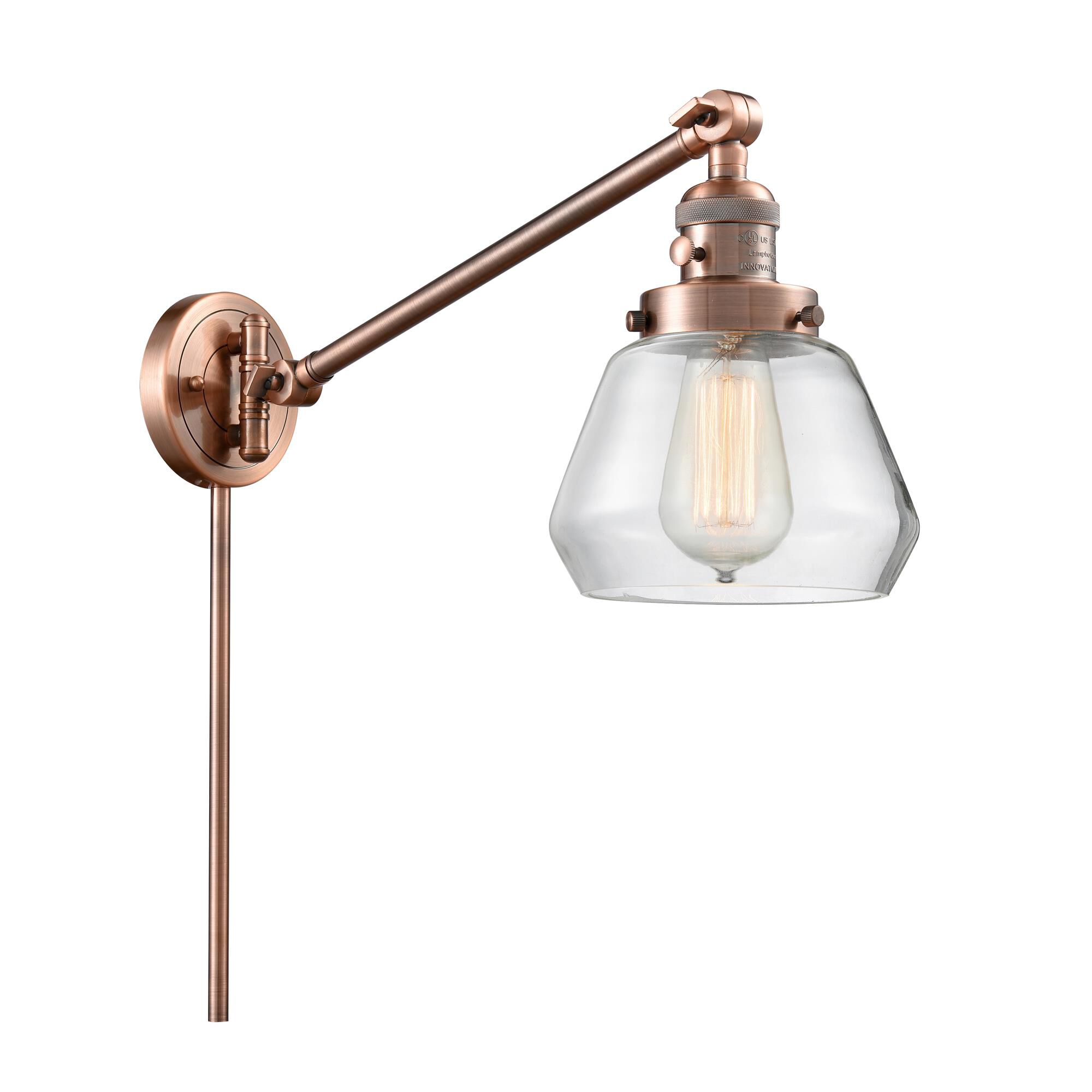 Shown in Antique Copper finish and Clear glass