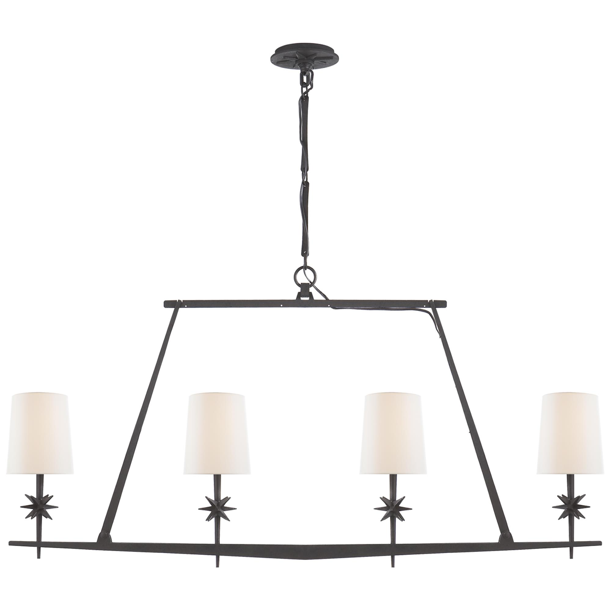 Shown in Blackened Rust finish and Linen shade