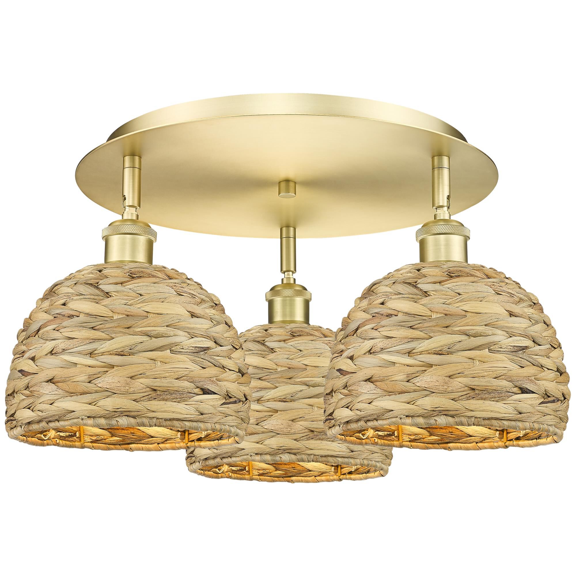 Bruno Marashlian Woven Rattan 20 Inch Flush Mount by Innovations Lighting