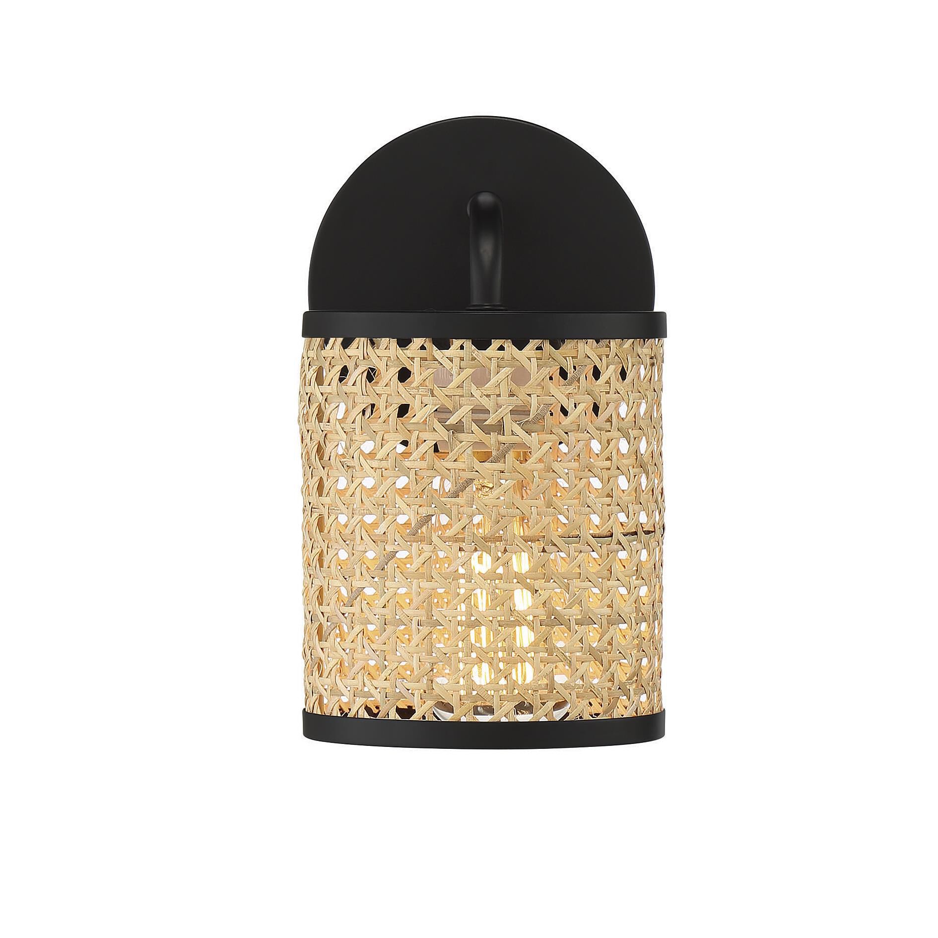 Shown in Matte Black finish and Natural Cane shade