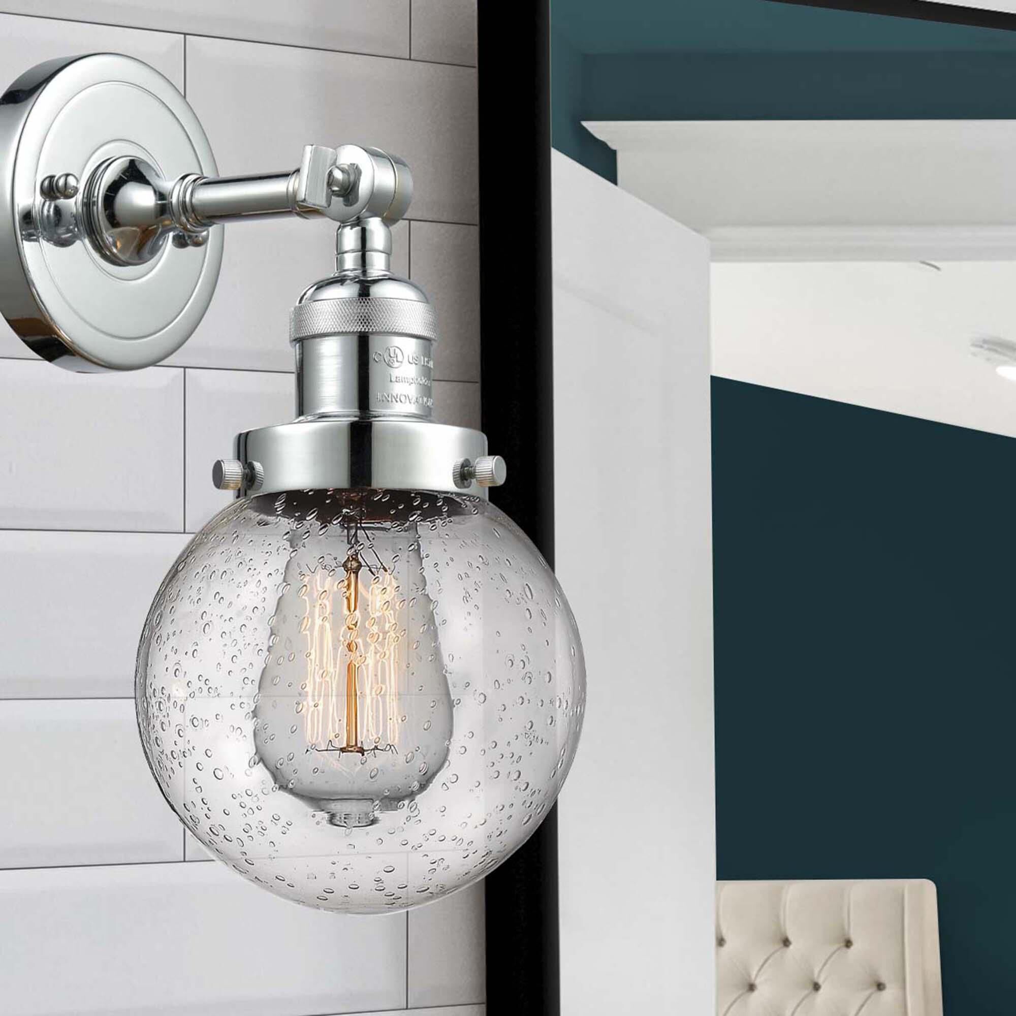 Shown in Polished Chrome finish and Seedy glass and No Accent accent