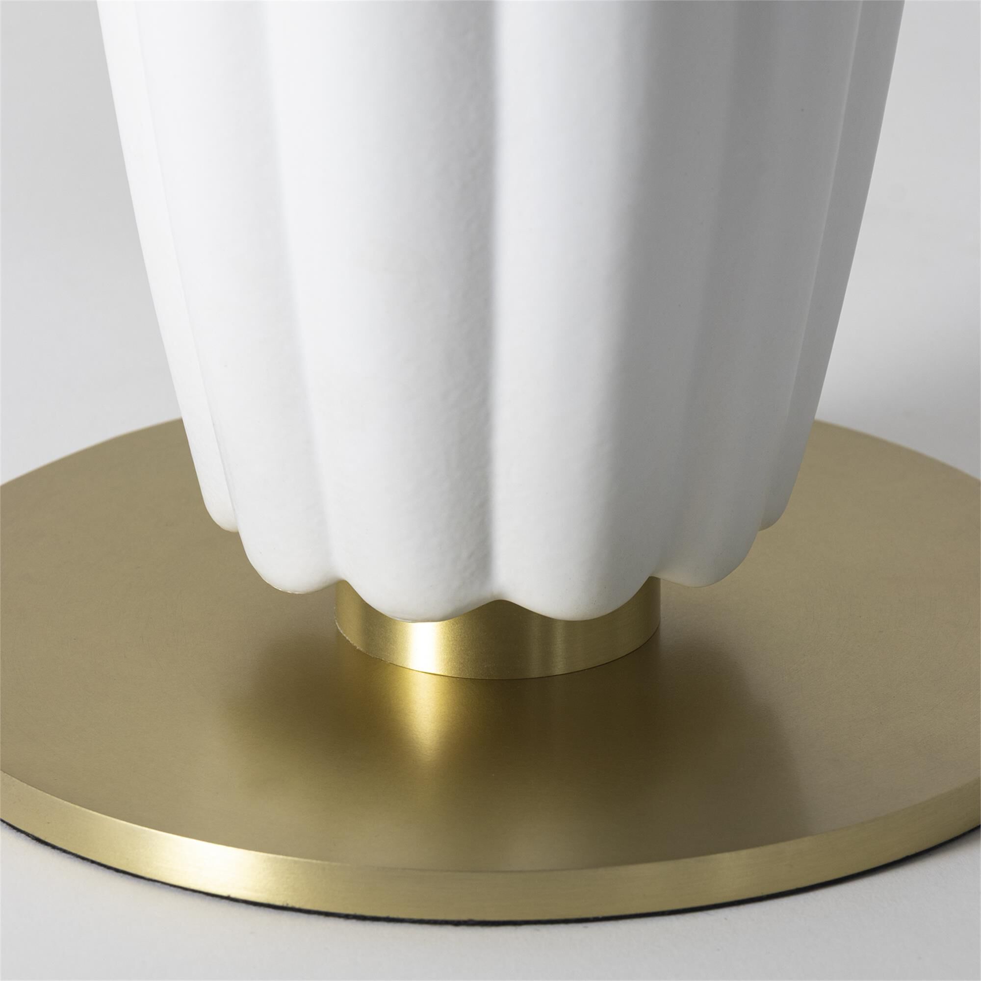 Shown in White finish and Linen shade
