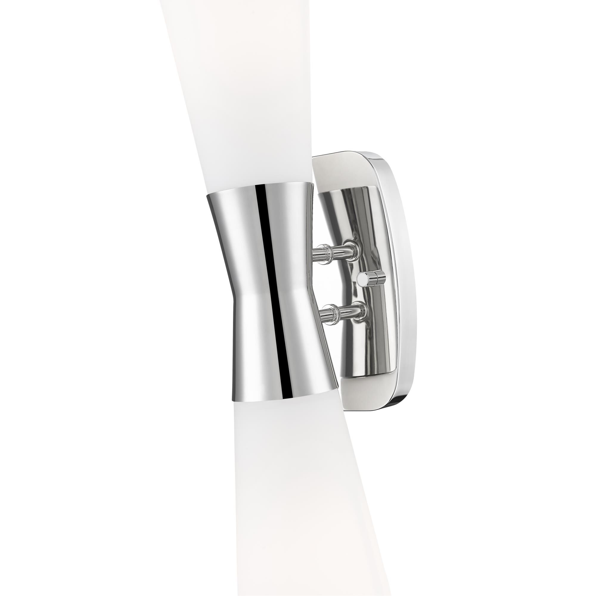 Shown in Polished Nickel finish and White Opal glass