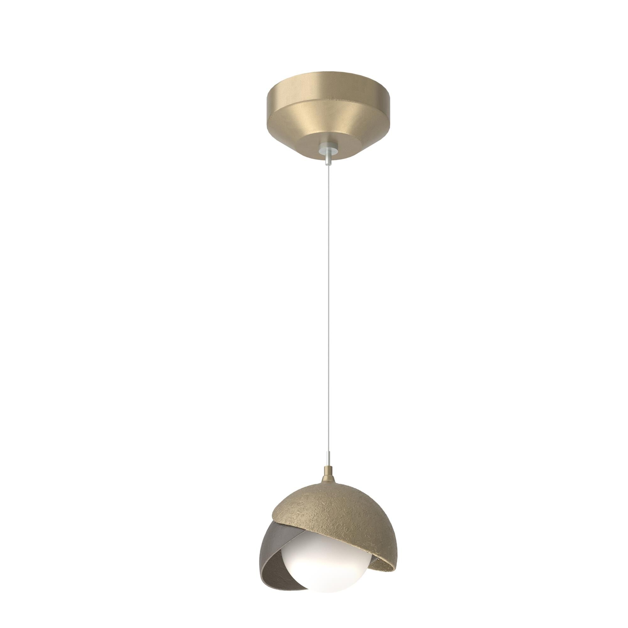 Shown in Soft Gold finish and Opal glass and Dark Smoke  accent