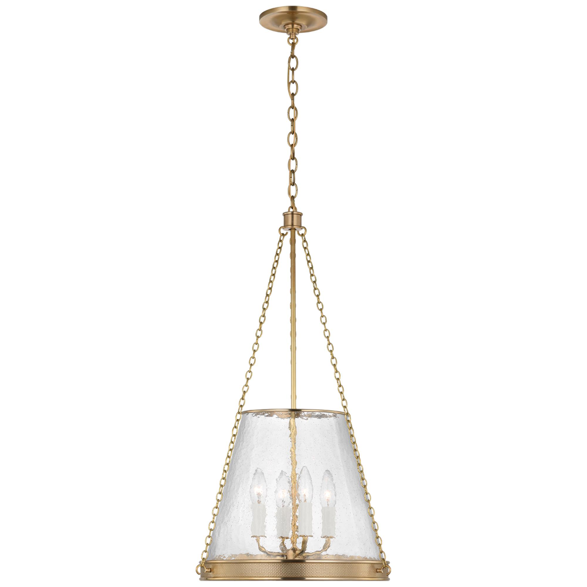Shown in Soft Brass finish and Clear glass