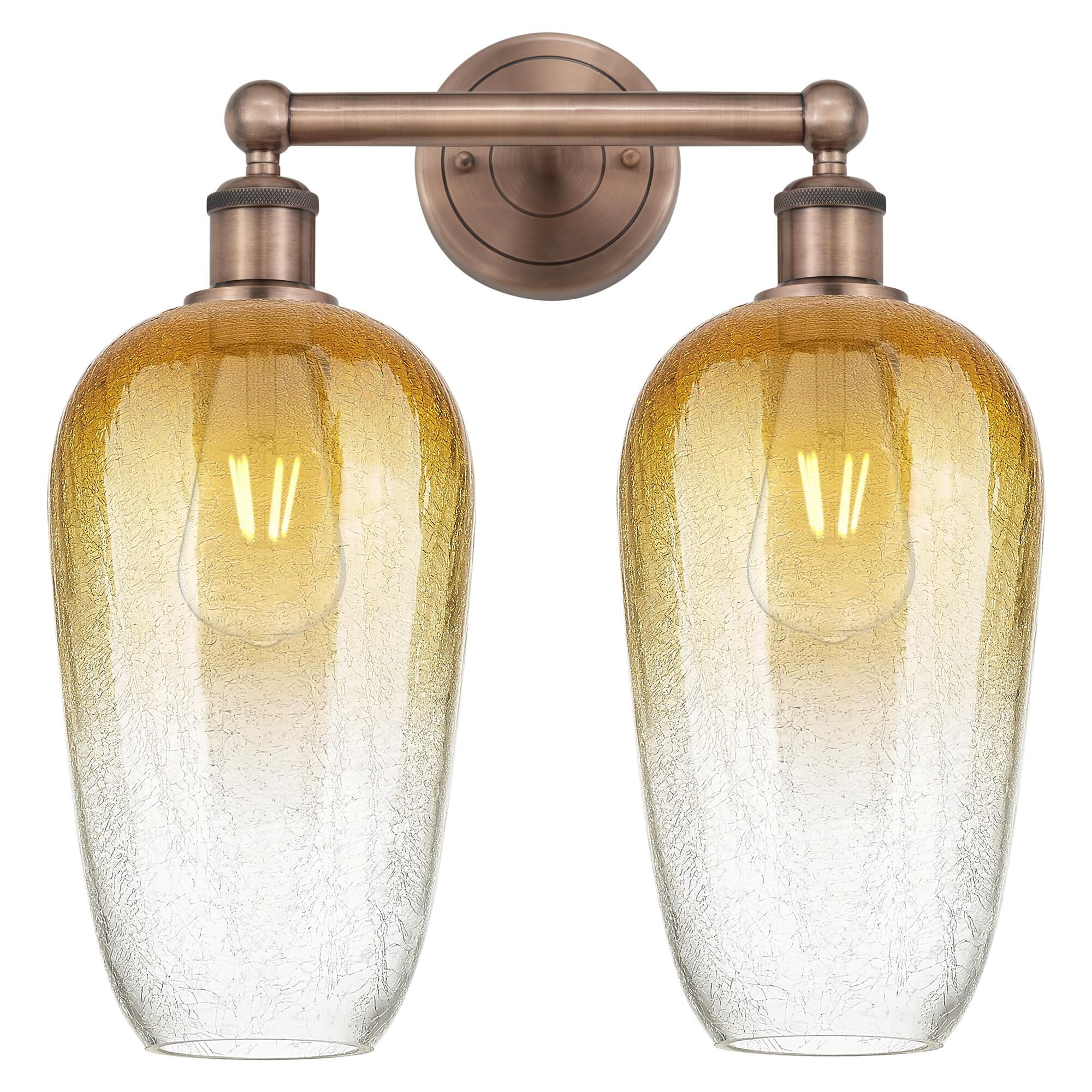 Shown in Antique Copper finish and Amber glass