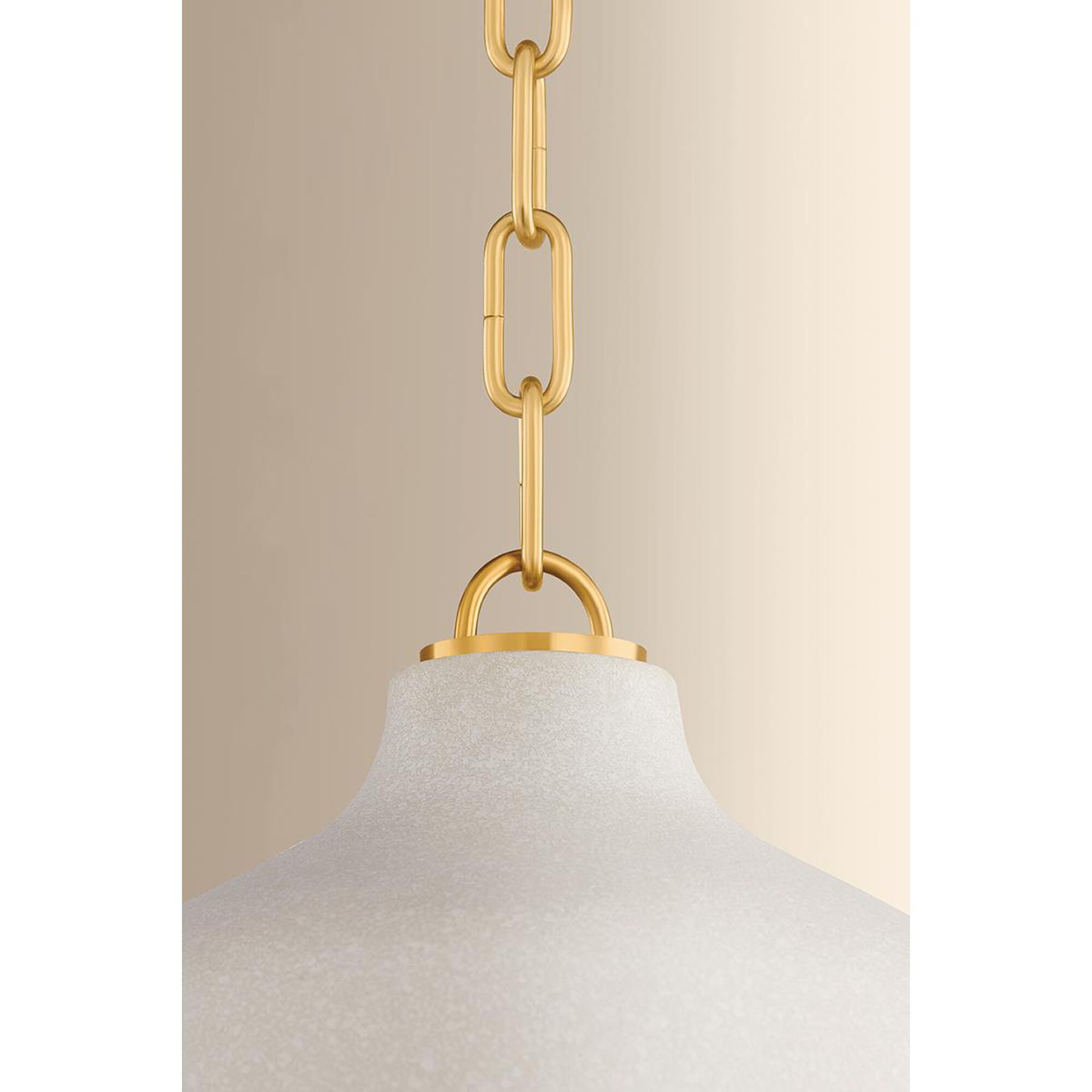 Shown in Aged Brass and Ceramic Cream Pebble finish and Rattan Weave Ceramic shade
